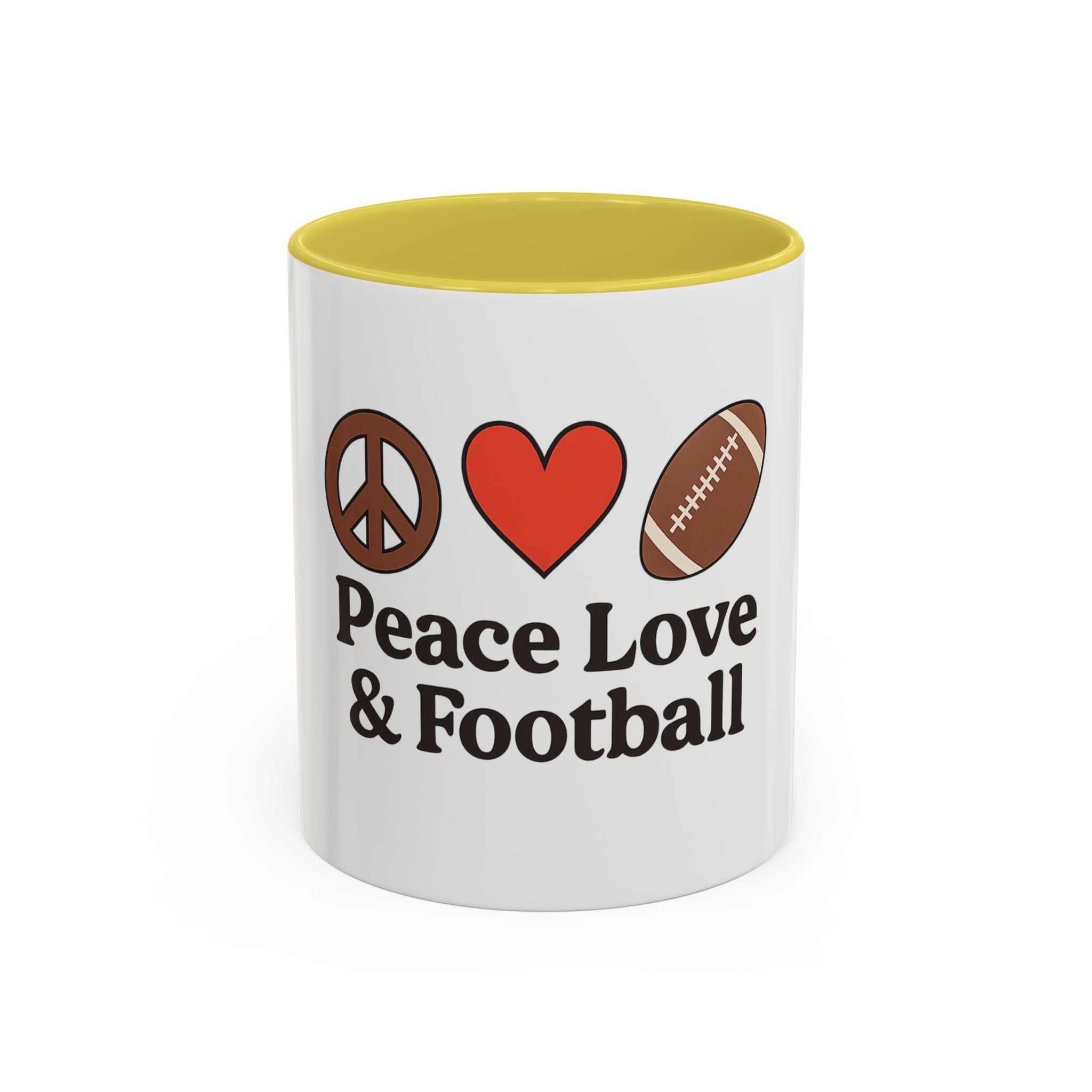 Peace, Love & Football Mug - Colorful Ceramic Drinkware for Sports Lovers