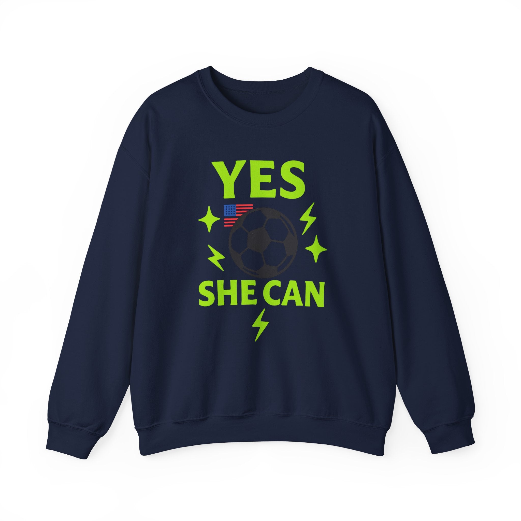 Yes, She Can Soccer Sweatshirt, Unisex Crewneck