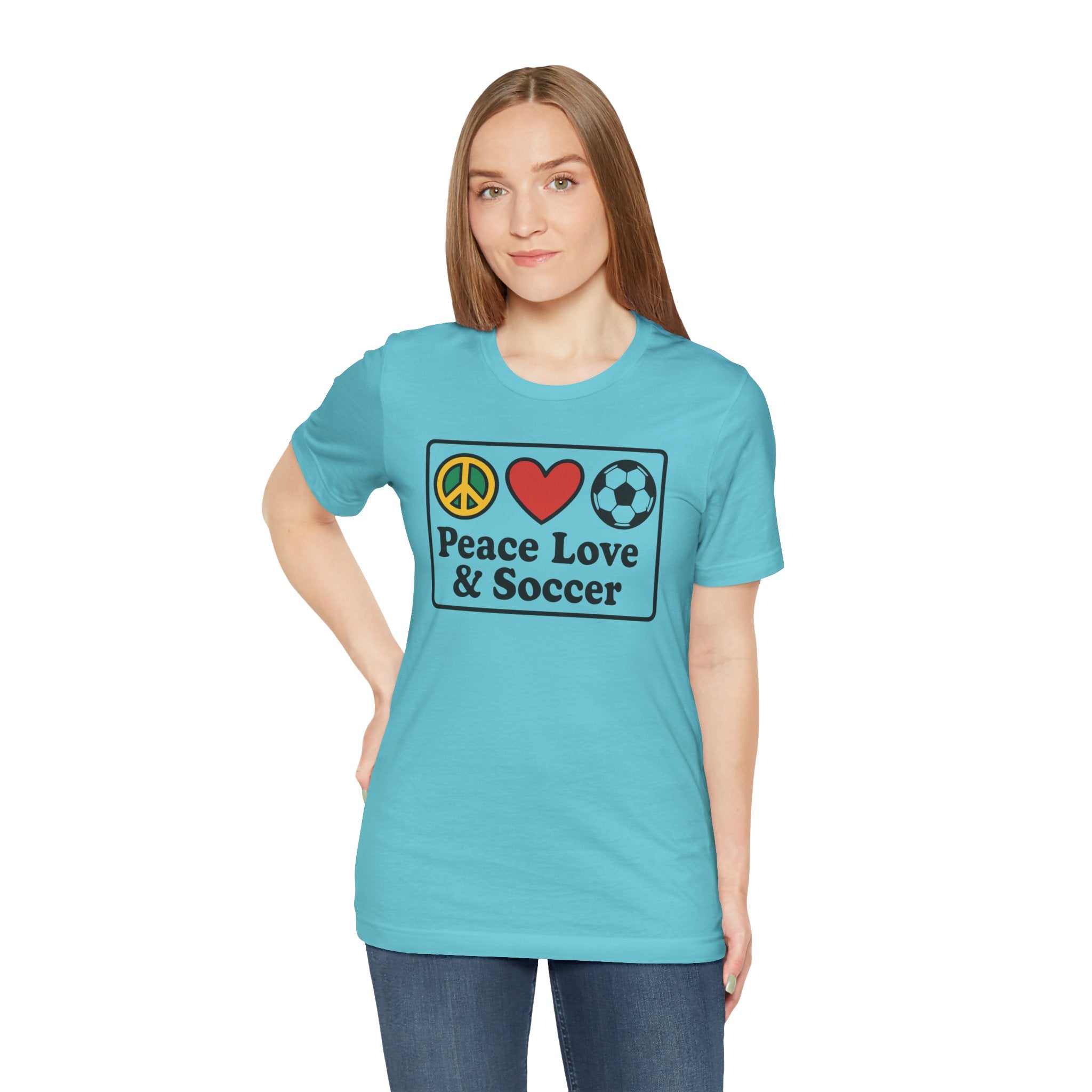 Peace Love Soccer T-Shirt, Unisex Soccer Tee