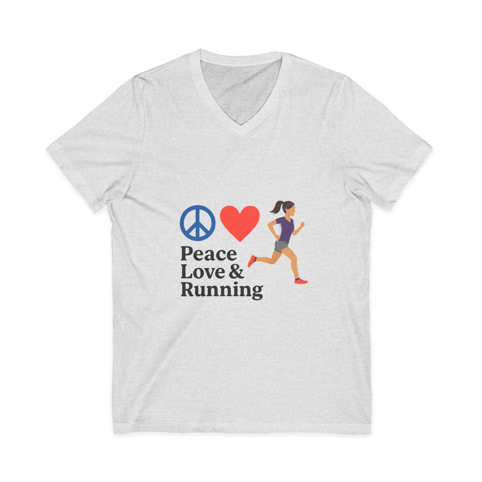 Peace Love & Running V-Neck Tee