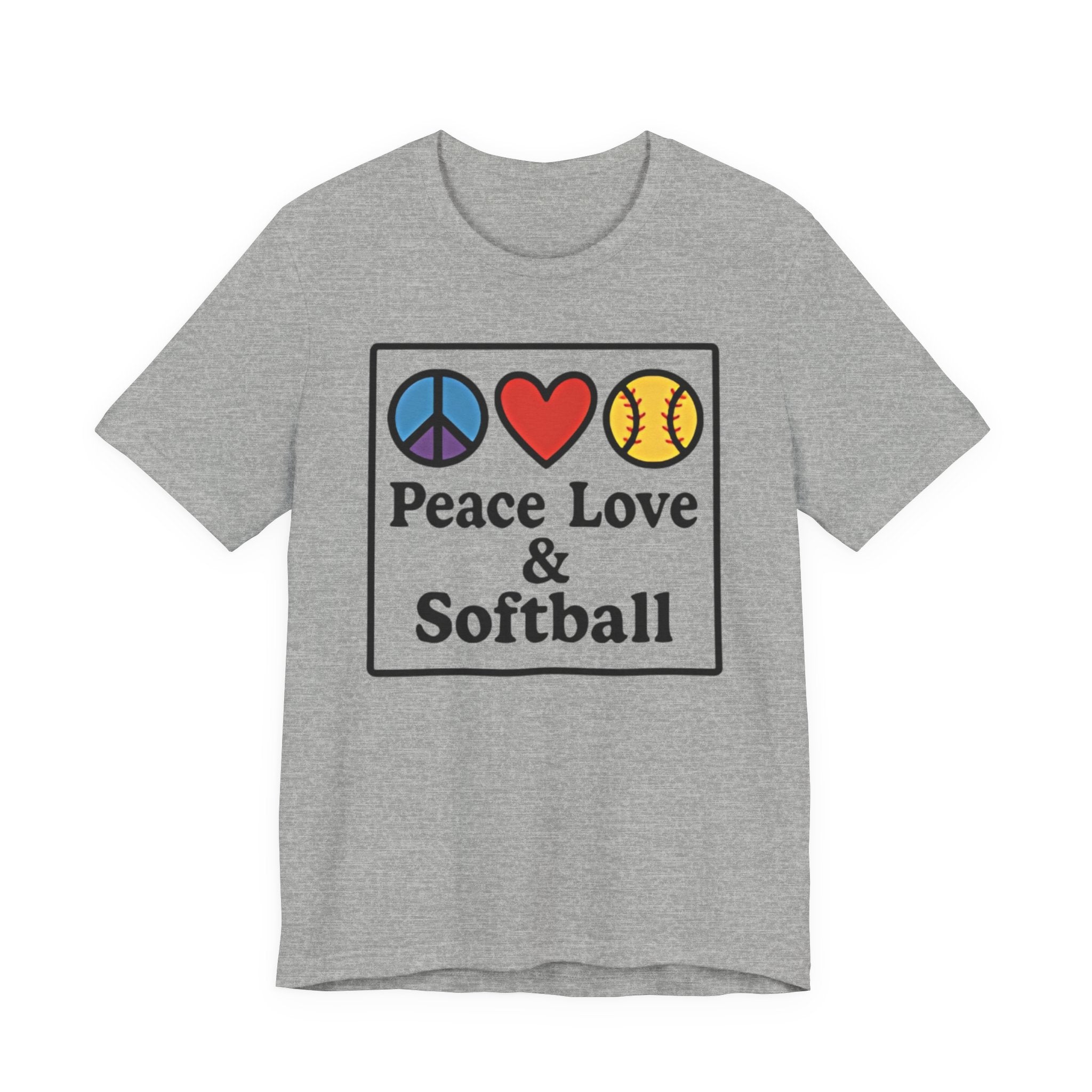 Peace Love & Softball Tee - Unisex Jersey Short Sleeve Shirt