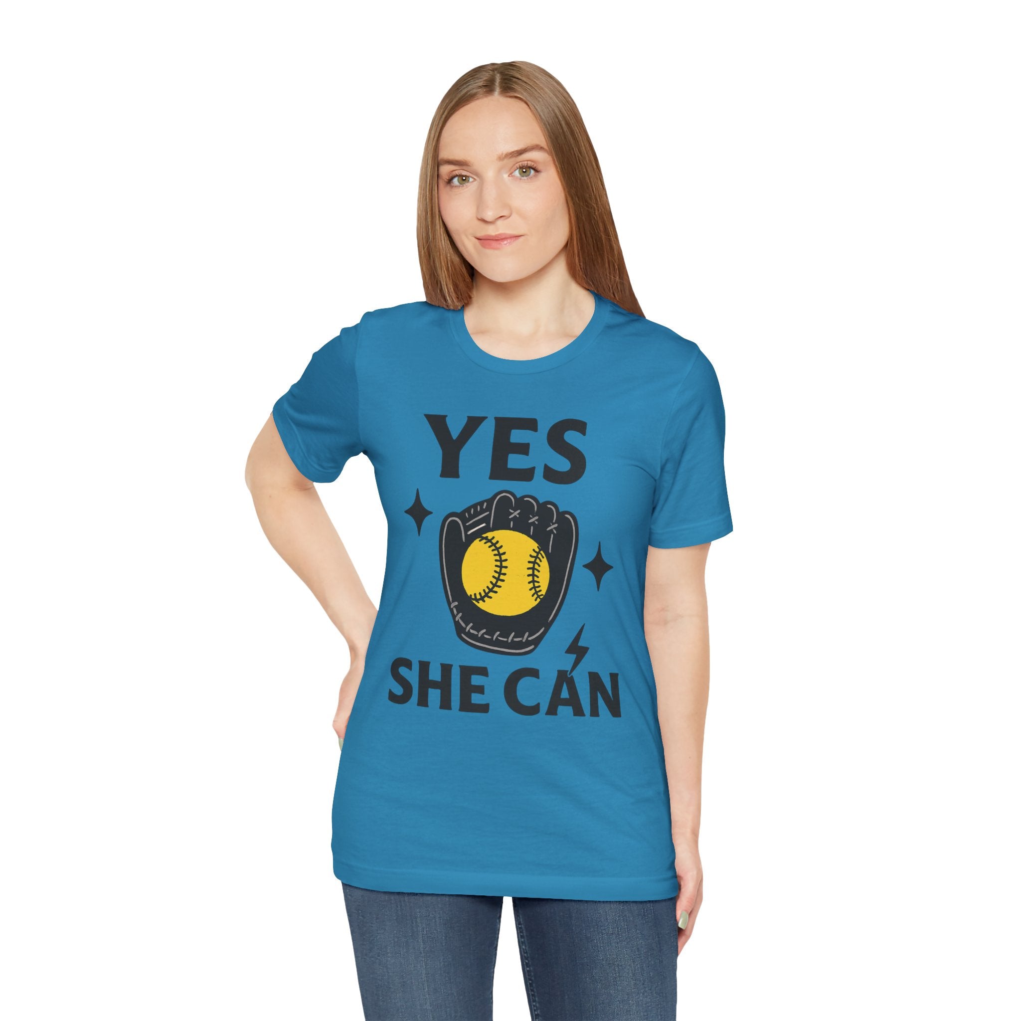 Yes, She Can Softball Unisex Tee