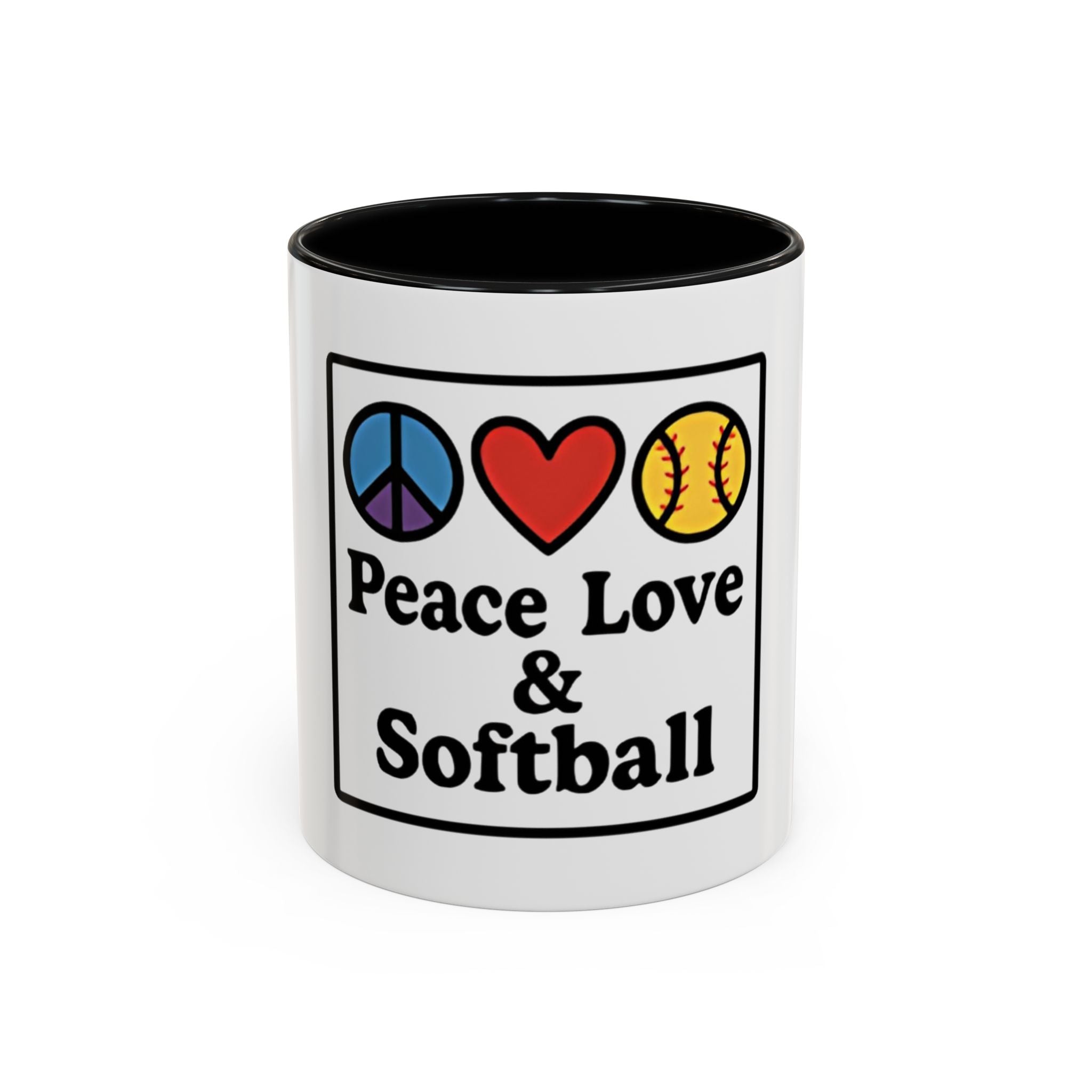 Peace Love Softball Coffee Mug, Sporty Mug for Softball Fans
