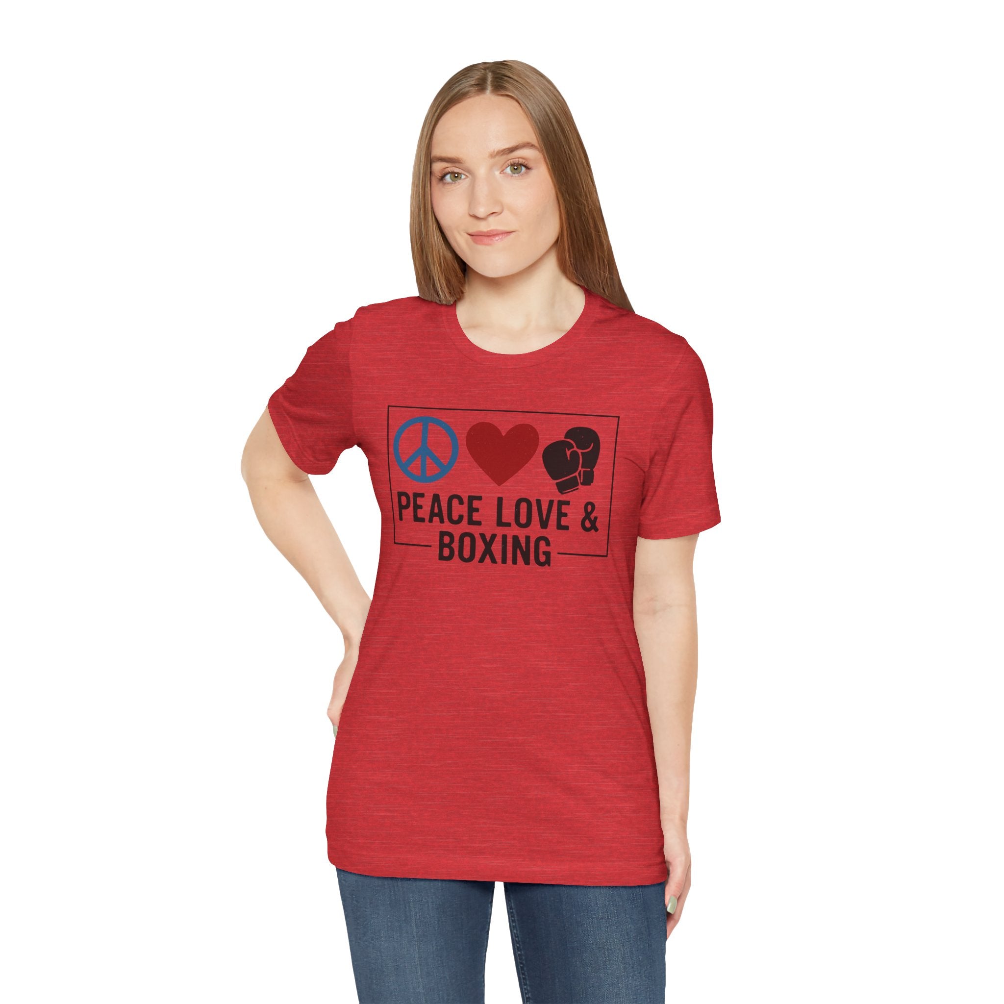 Unisex Jersey Short Sleeve Tee - Peace Love & Boxing T-Shirt