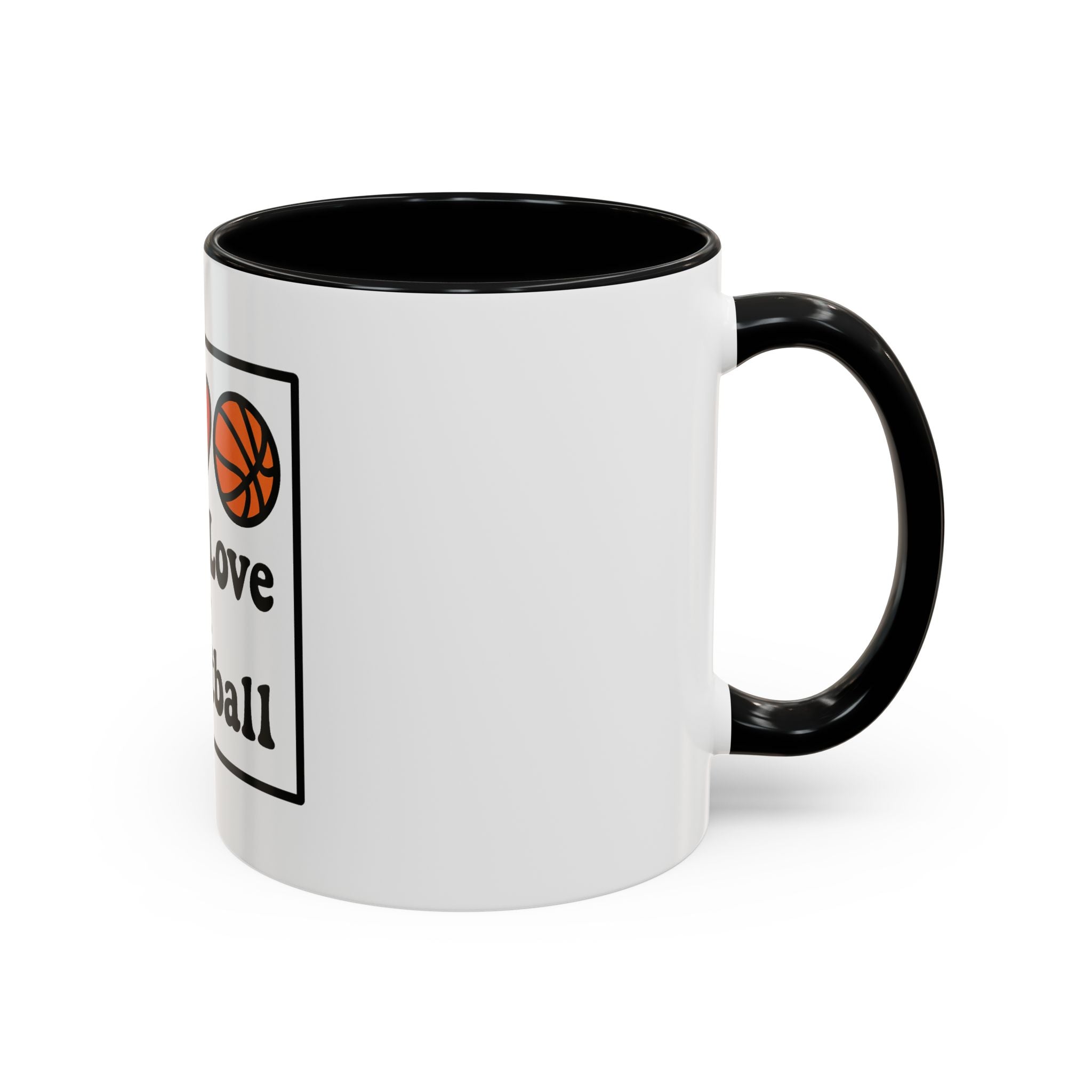 Accent Coffee Mug with Peace, Love & Basketball Design