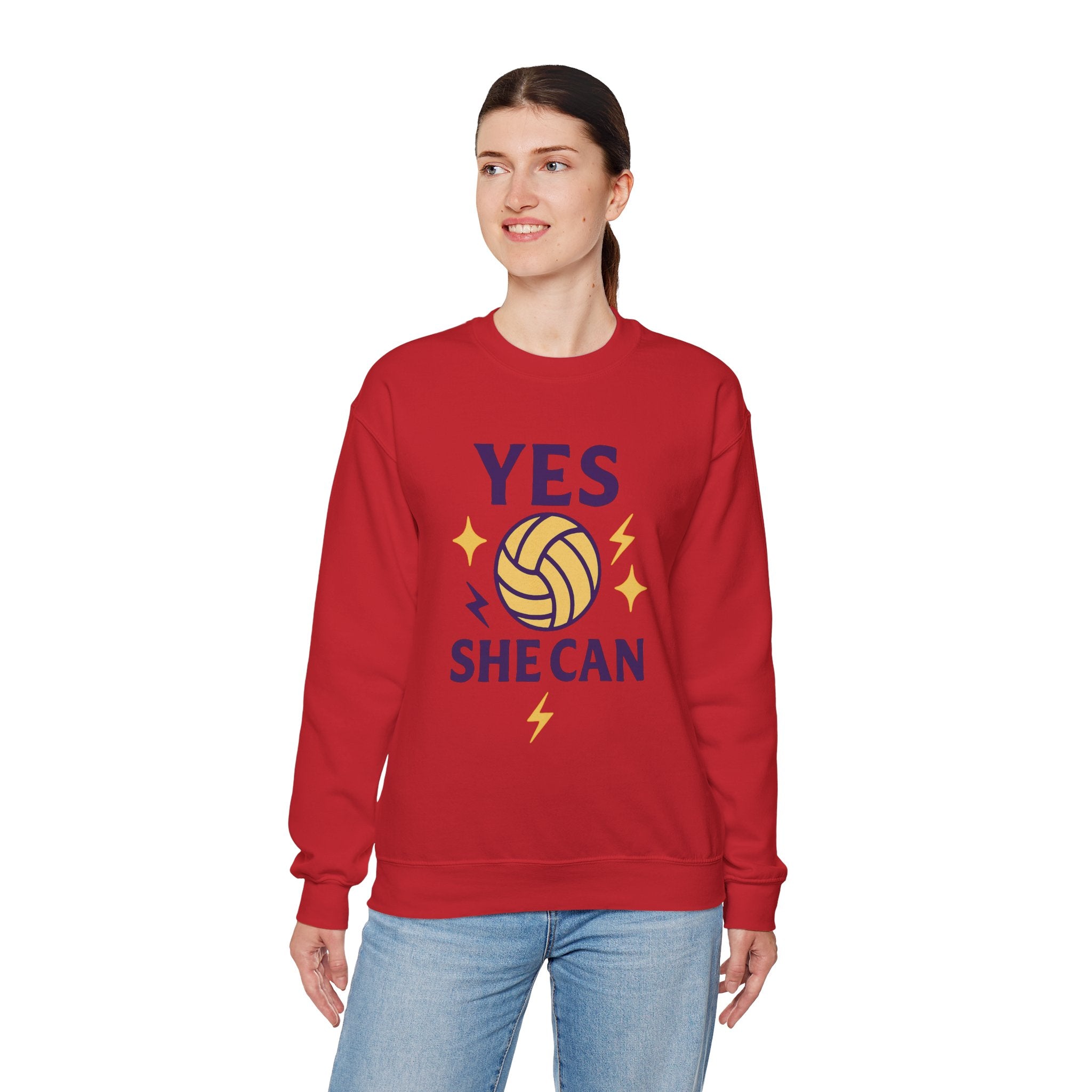 Yes, She Can Volleyball Sweatshirt, Unisex Crewneck