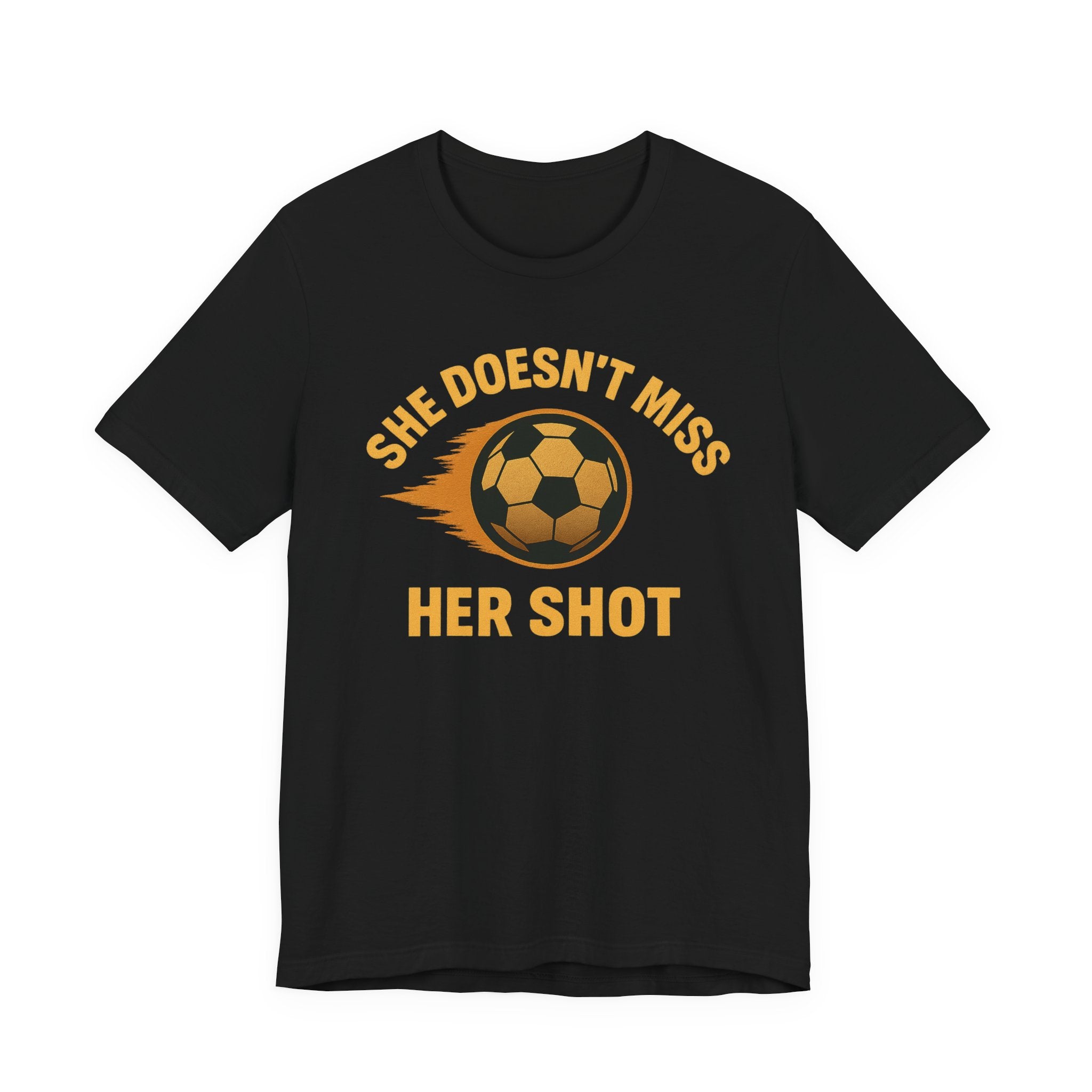 Soccer Motivational Tee - She Doesn't Miss Her Shot