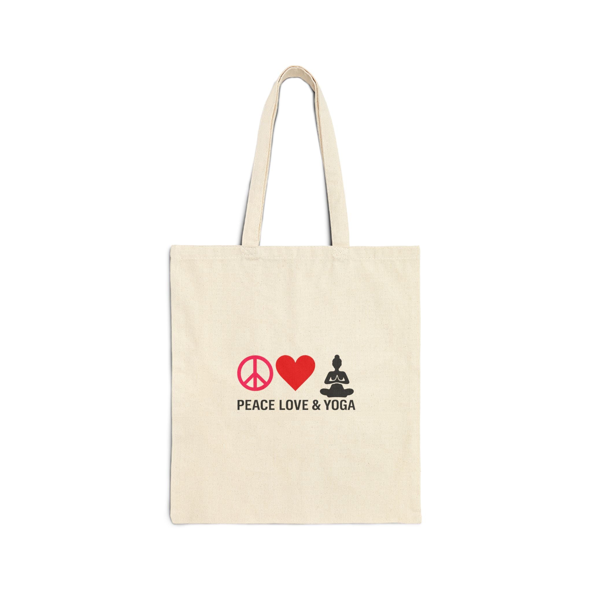 Peace Love & Yoga Cotton Canvas Tote Bag