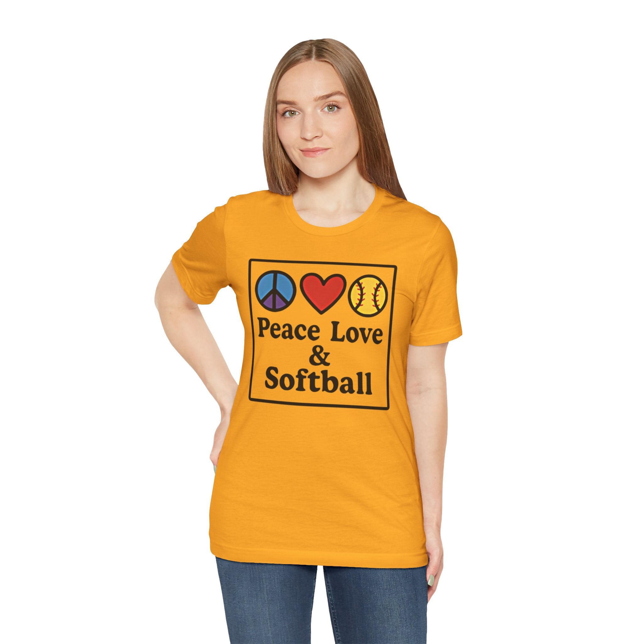 Peace Love & Softball Tee - Unisex Jersey Short Sleeve Shirt
