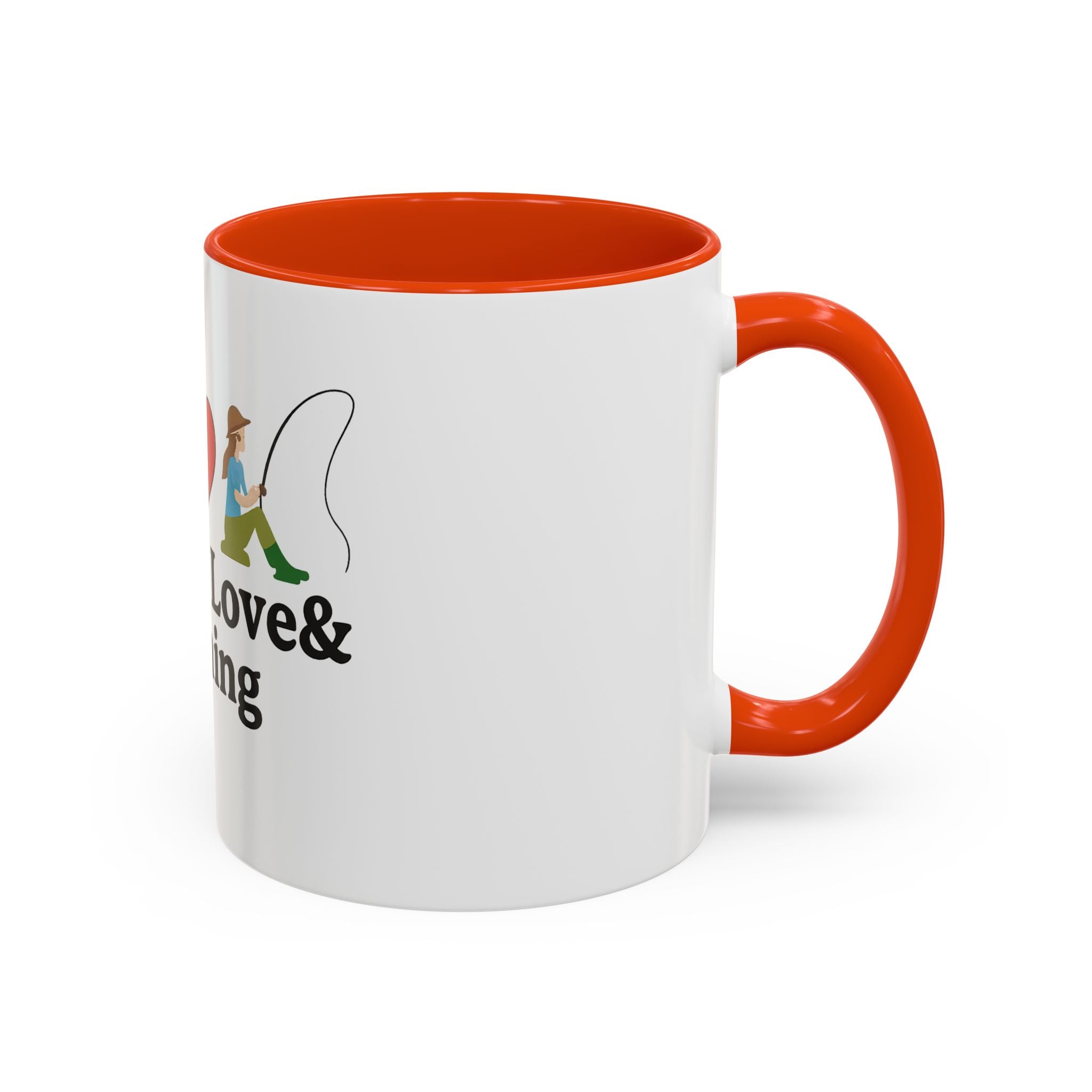 Peace, Love & Fishing Mug - Colorful Ceramic Coffee Cup for Anglers