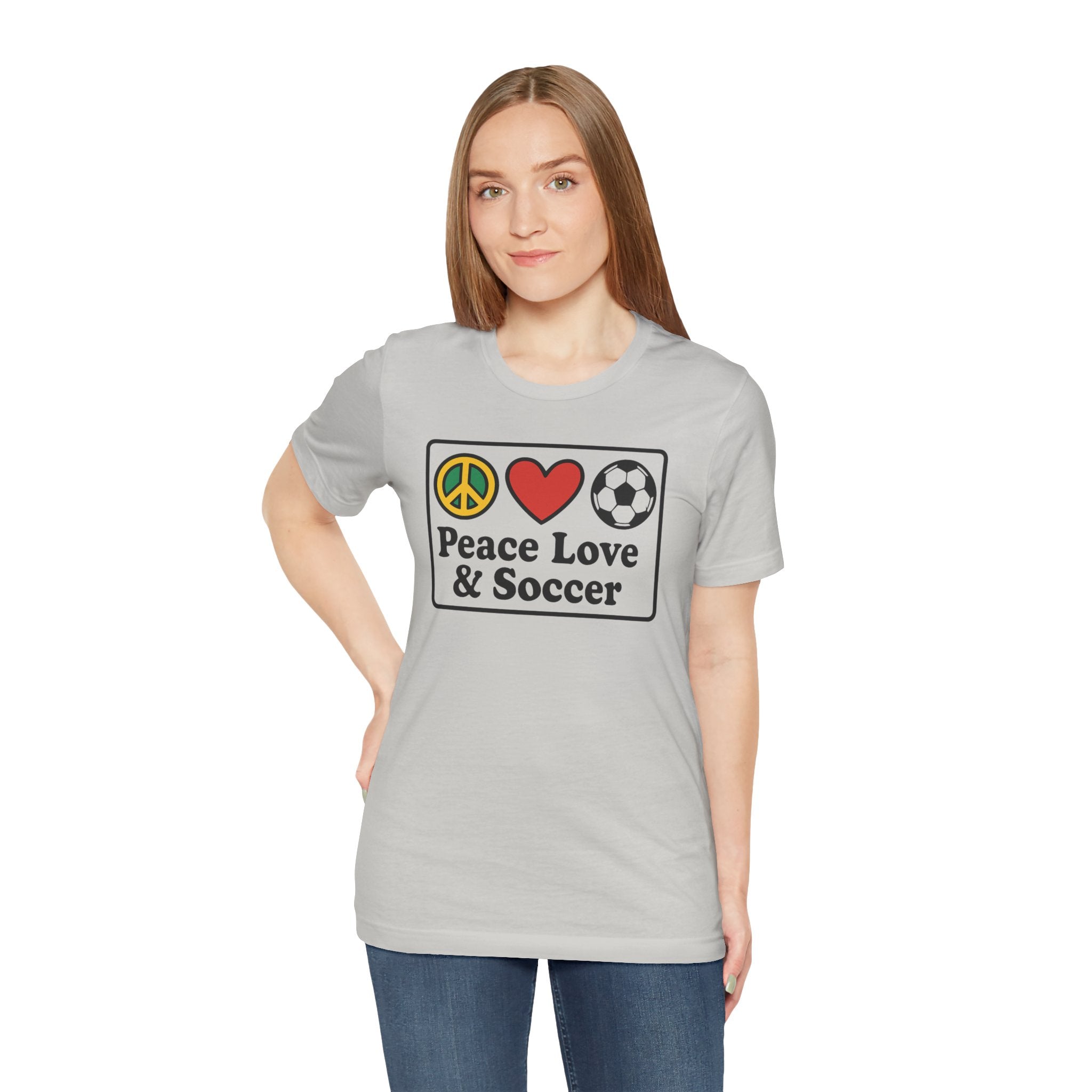 Peace Love Soccer T-Shirt, Unisex Soccer Tee