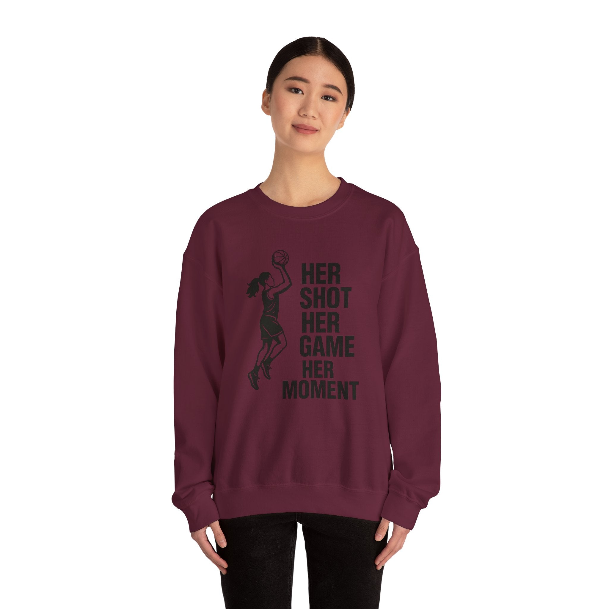 Empowering Sports Sweatshirt - Her Shot Her Game Her Moment