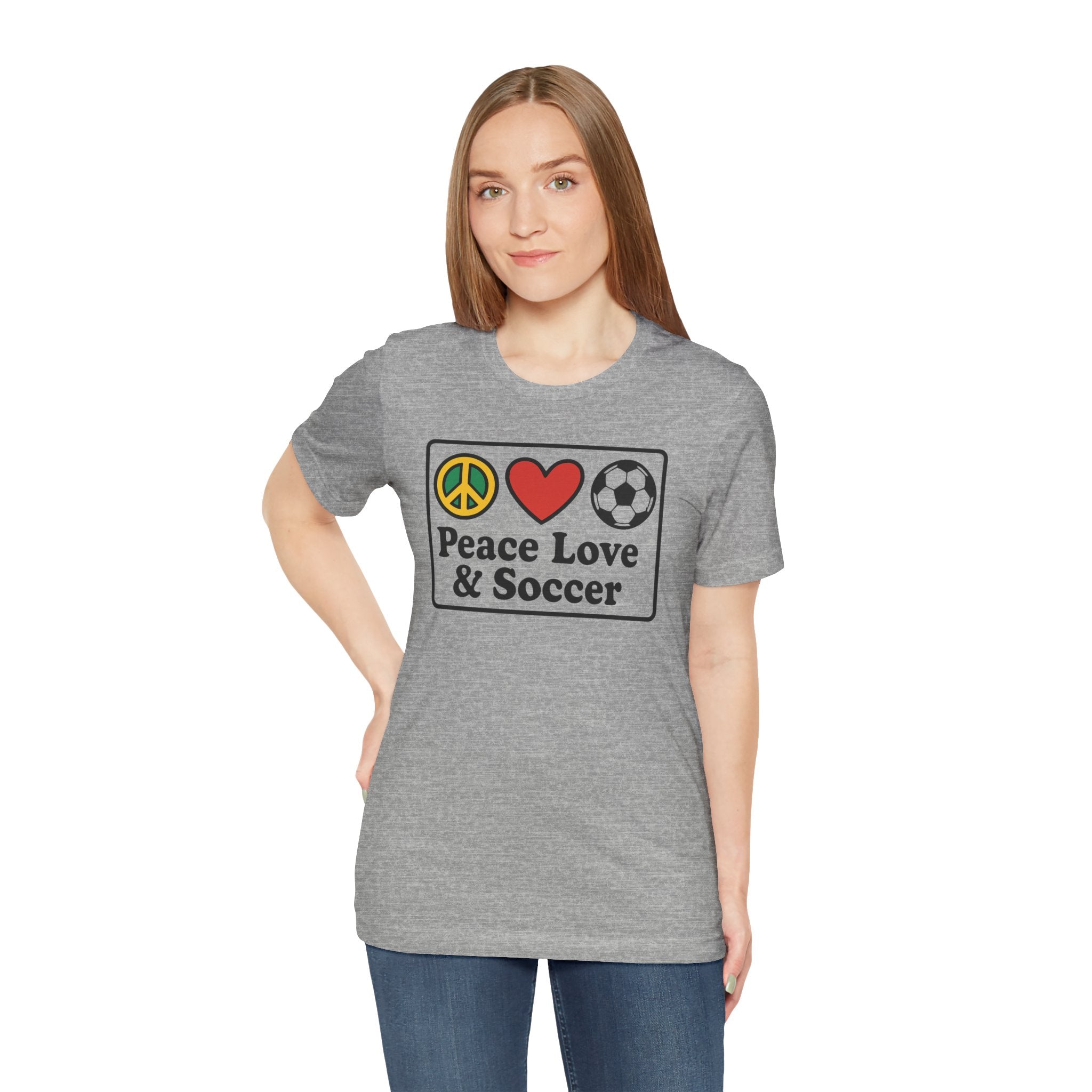 Peace Love Soccer T-Shirt, Unisex Soccer Tee