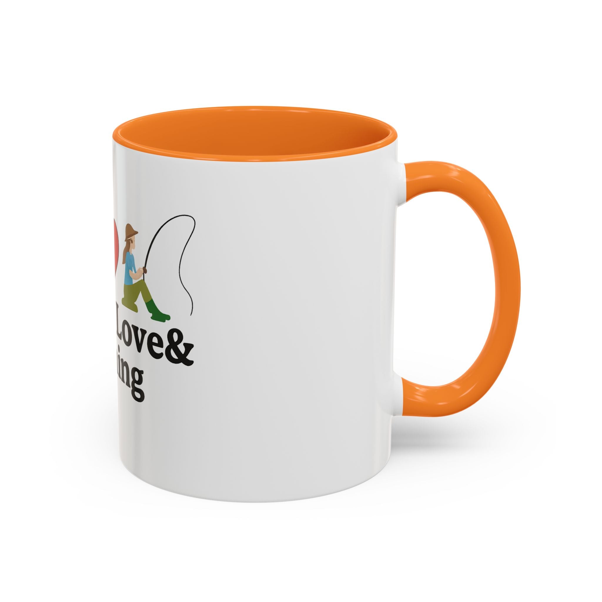 Peace, Love & Fishing Mug - Colorful Ceramic Coffee Cup for Anglers
