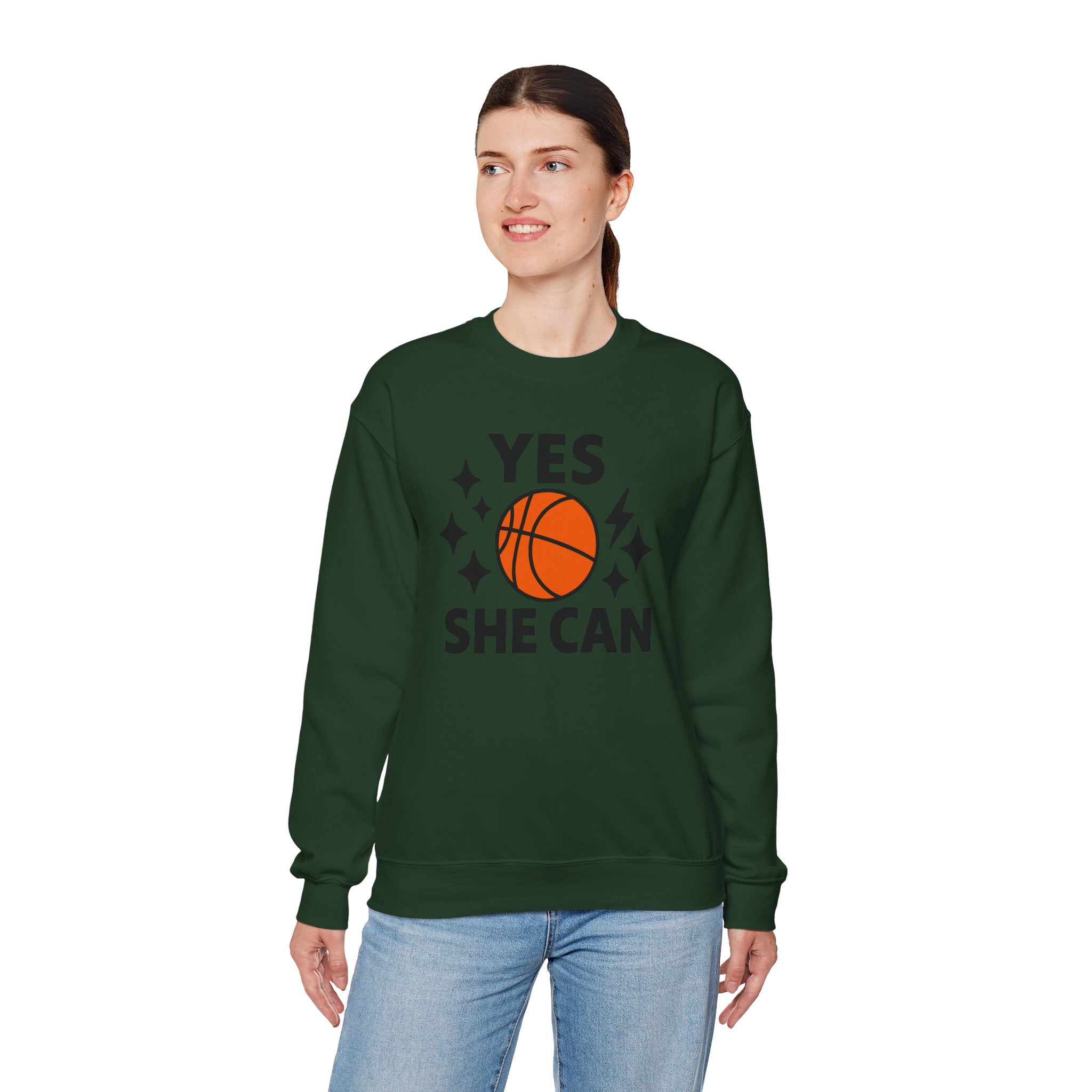 Yes, She Can Basketball Sweatshirt, Unisex Crewneck