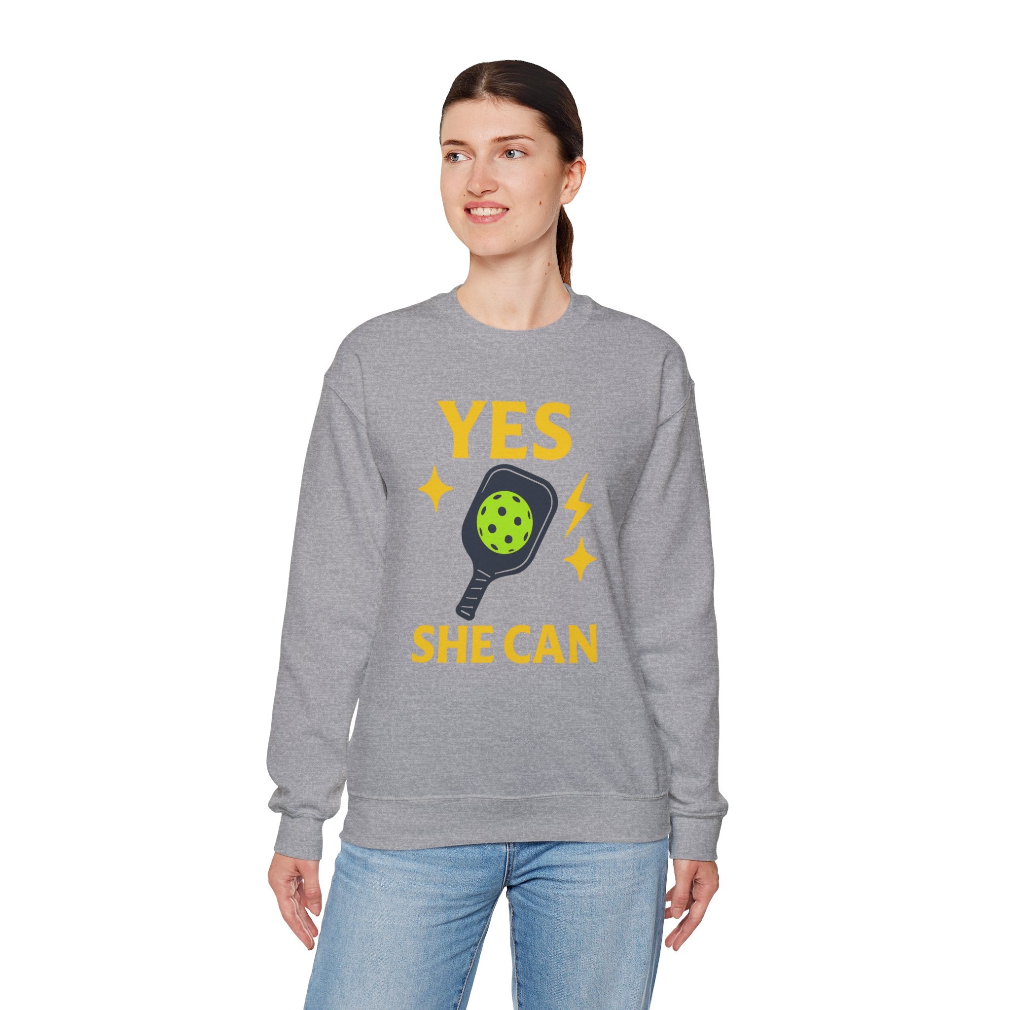 Yes, She Can Pickleball Sweatshirt, Unisex Crewneck