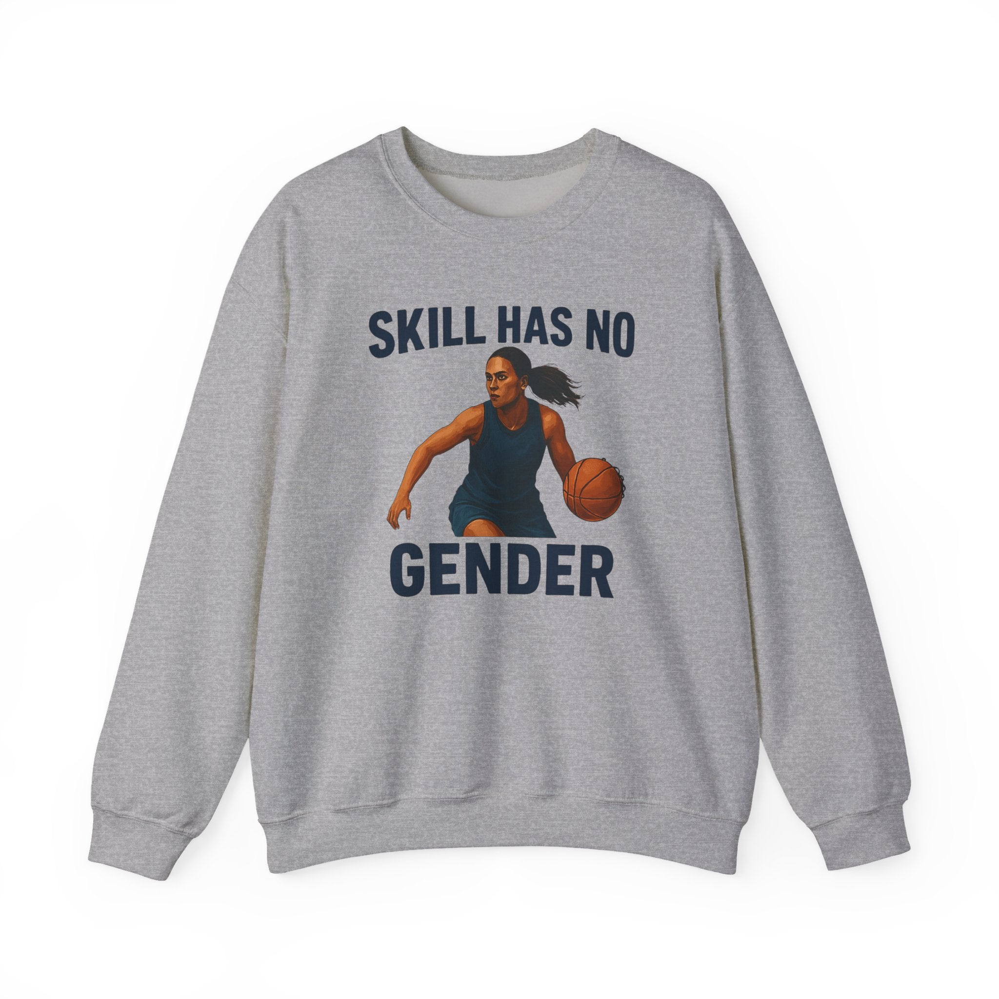 Empowering Sporty Crewneck Sweatshirt - Skill Has No Gender