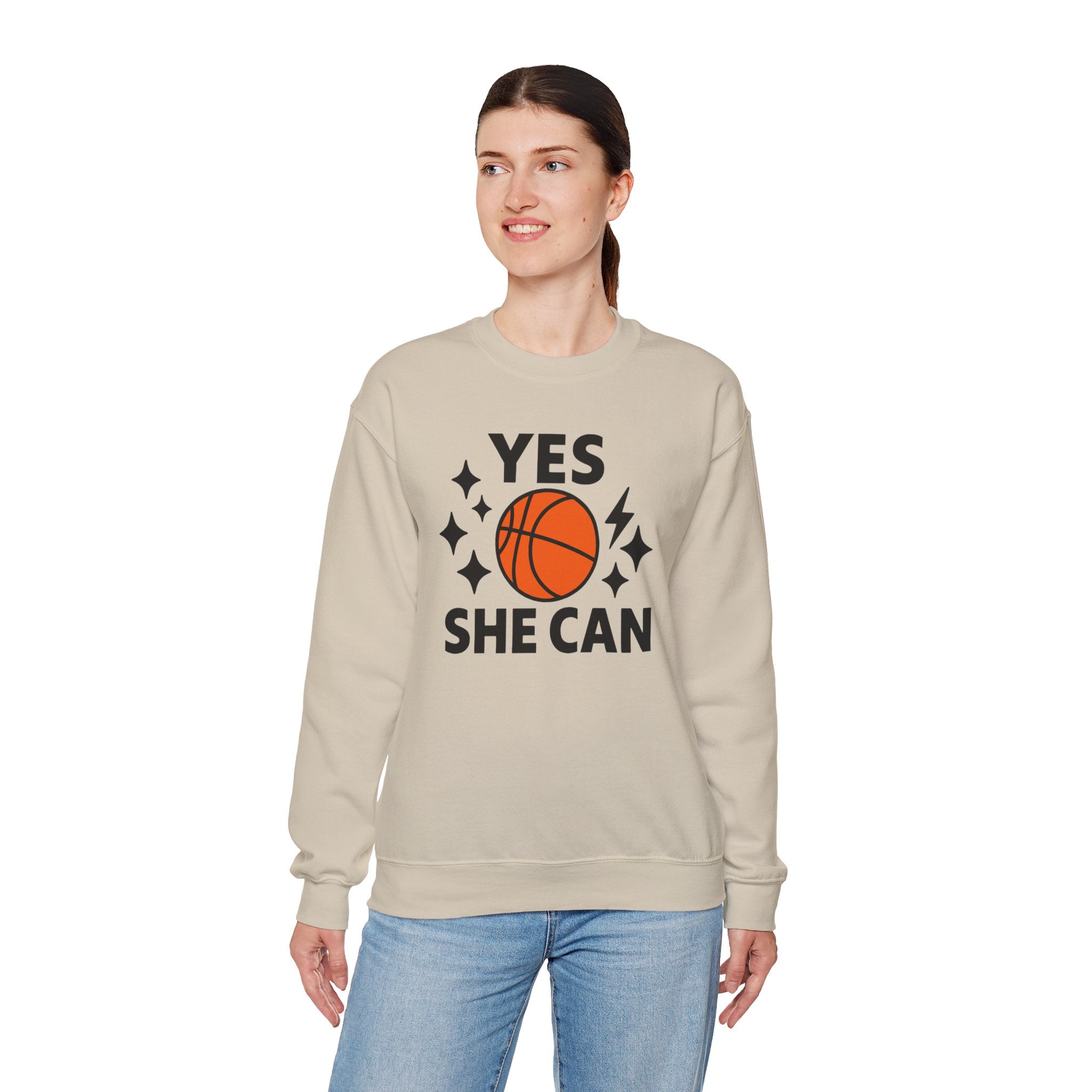 Yes, She Can Basketball Sweatshirt, Unisex Crewneck