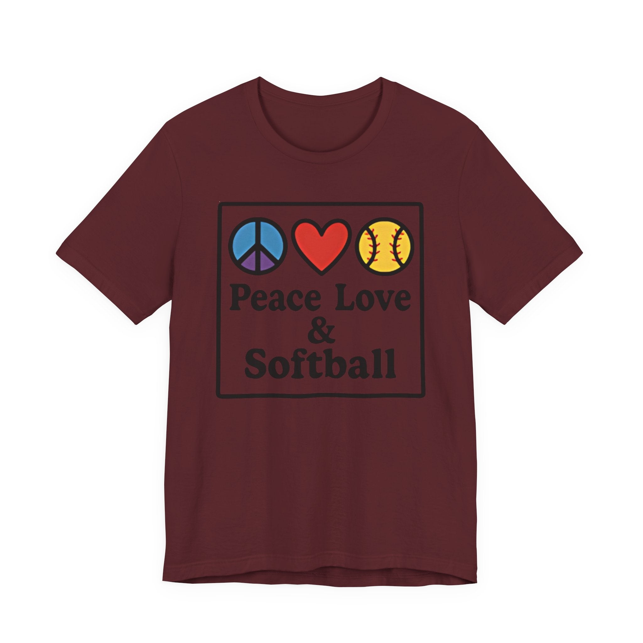 Peace Love & Softball Tee - Unisex Jersey Short Sleeve Shirt
