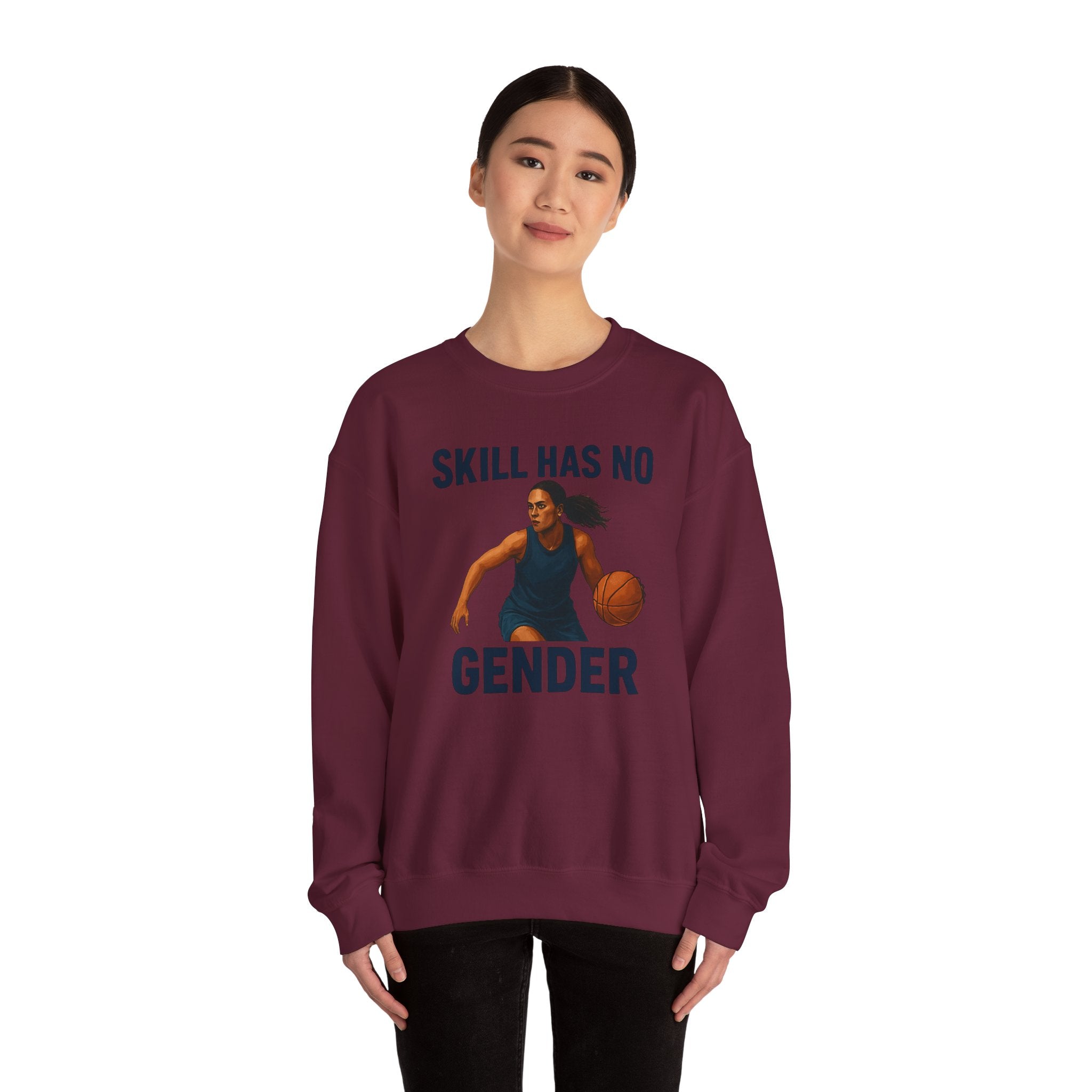 Empowering Sporty Crewneck Sweatshirt - Skill Has No Gender