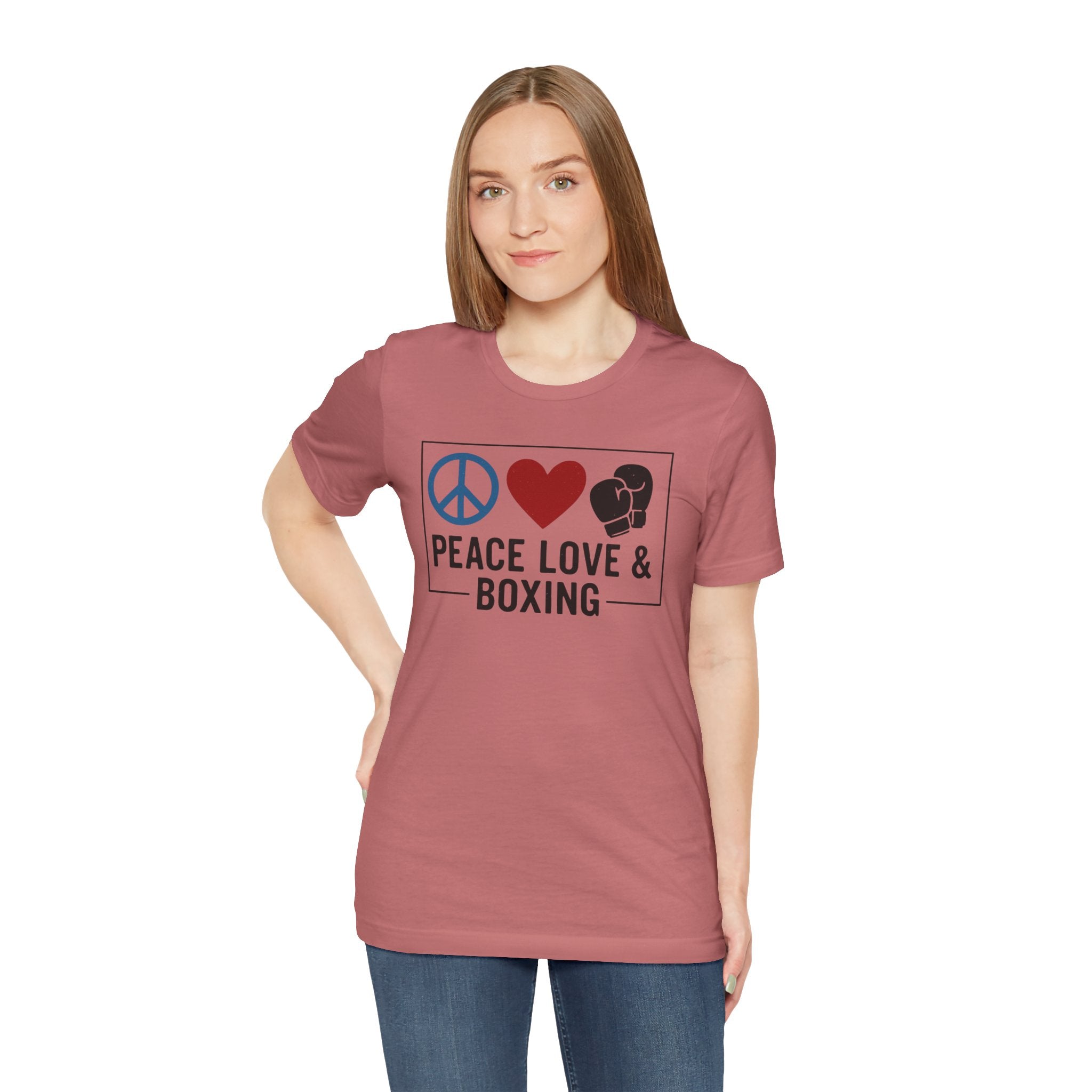 Unisex Jersey Short Sleeve Tee - Peace Love & Boxing T-Shirt