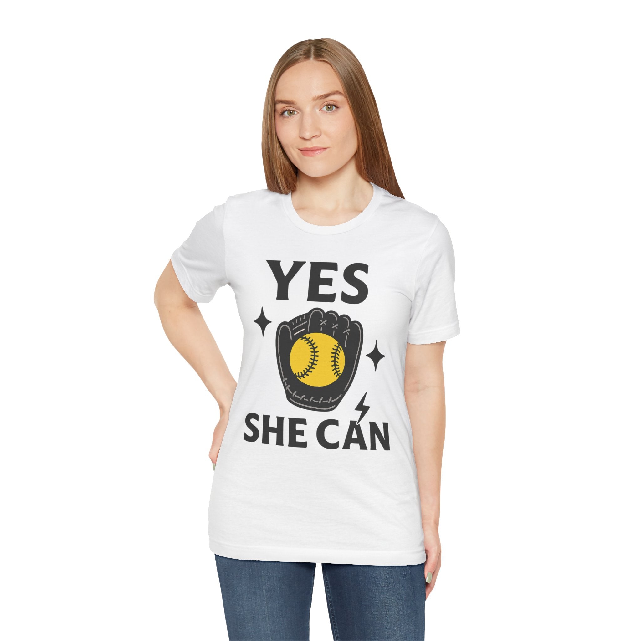 Yes, She Can Softball Unisex Tee