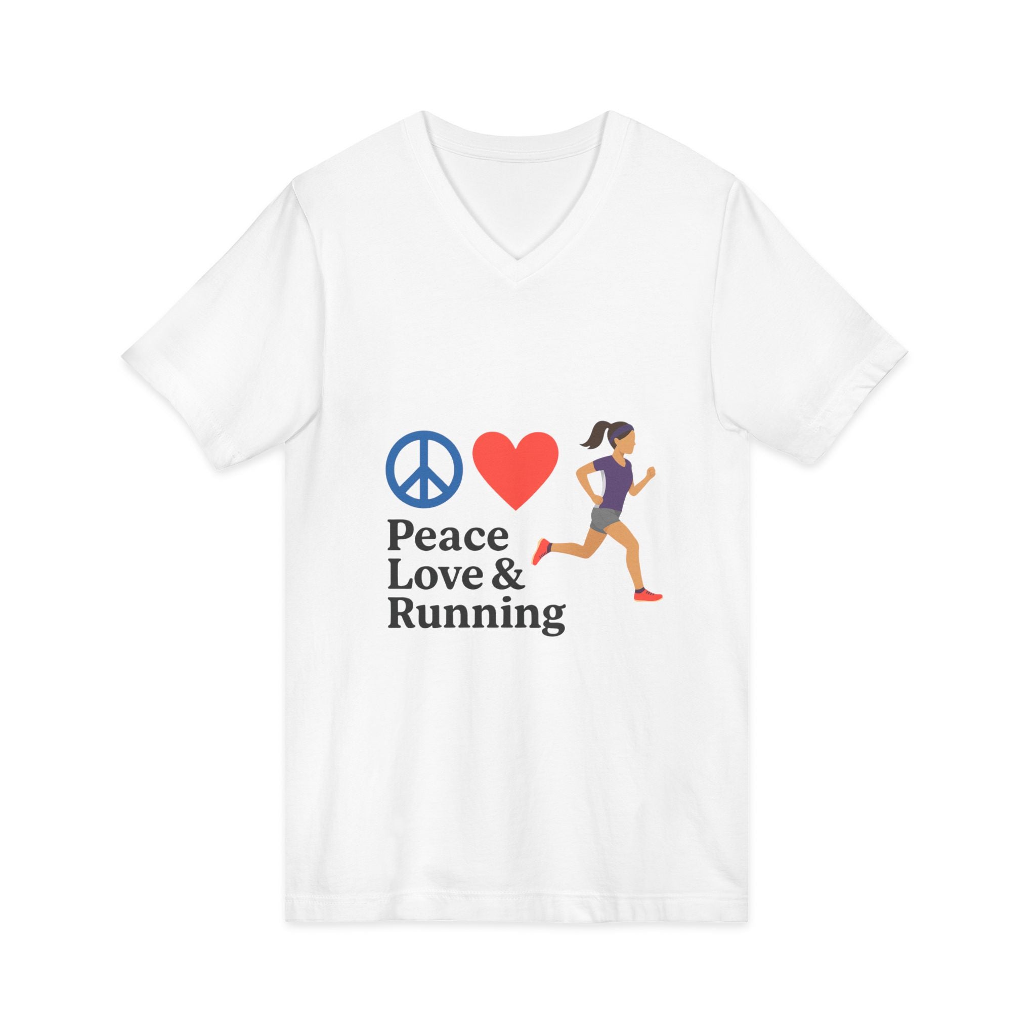 Peace Love & Running V-Neck Tee