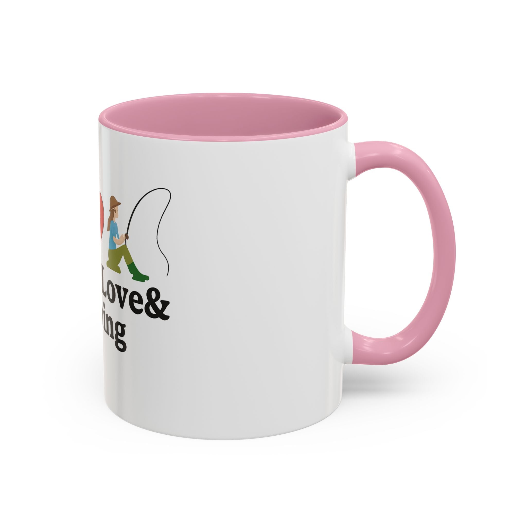 Peace, Love & Fishing Mug - Colorful Ceramic Coffee Cup for Anglers