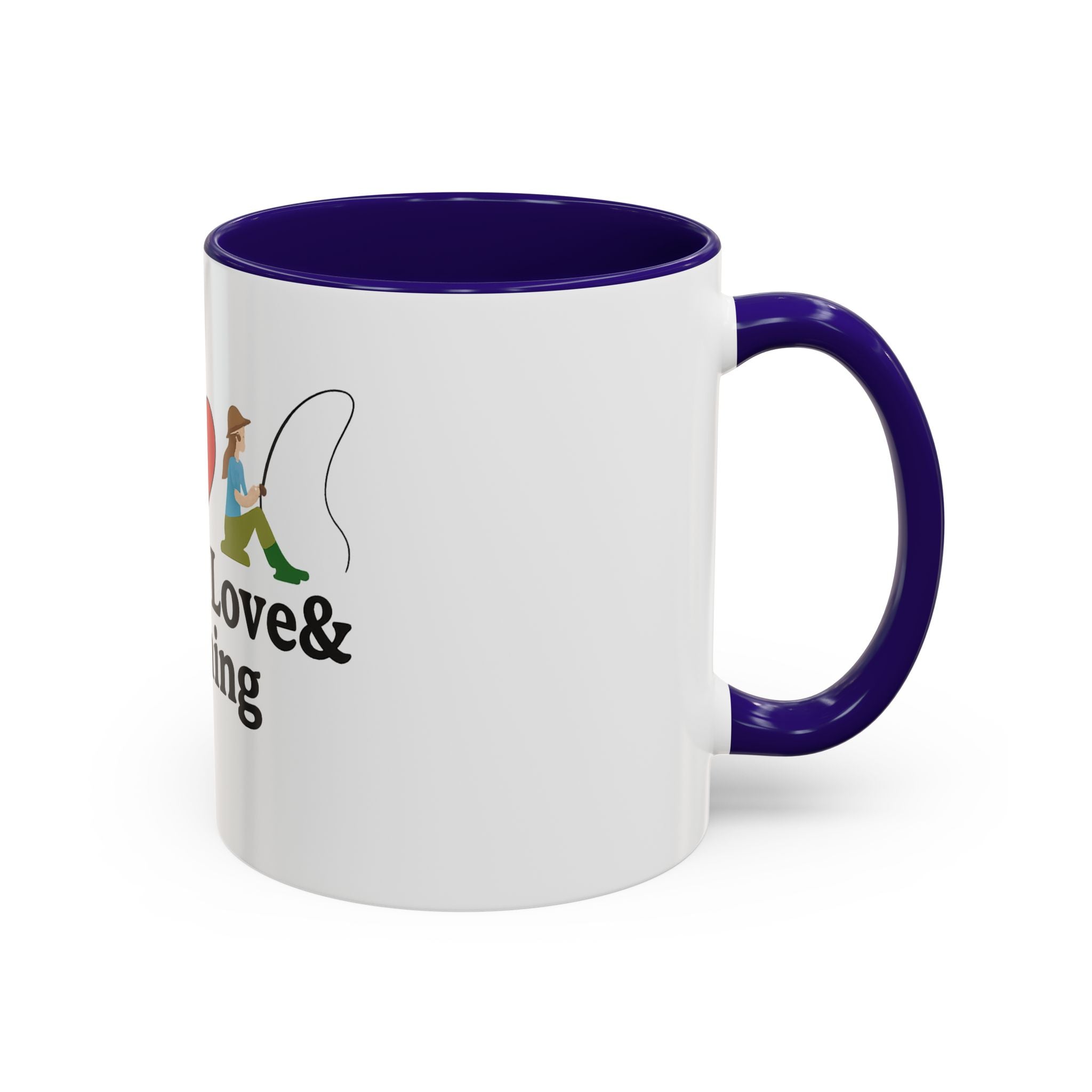 Peace, Love & Fishing Mug - Colorful Ceramic Coffee Cup for Anglers
