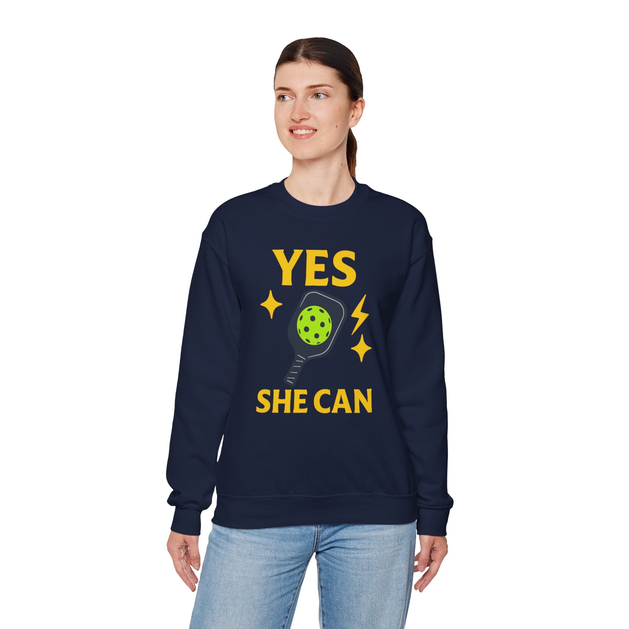Yes, She Can Pickleball Sweatshirt, Unisex Crewneck