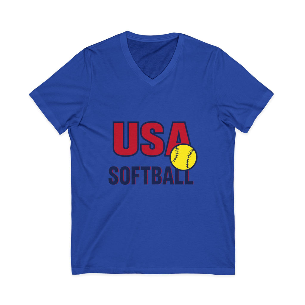 USA Softball V-Neck Tee for Sports Fans