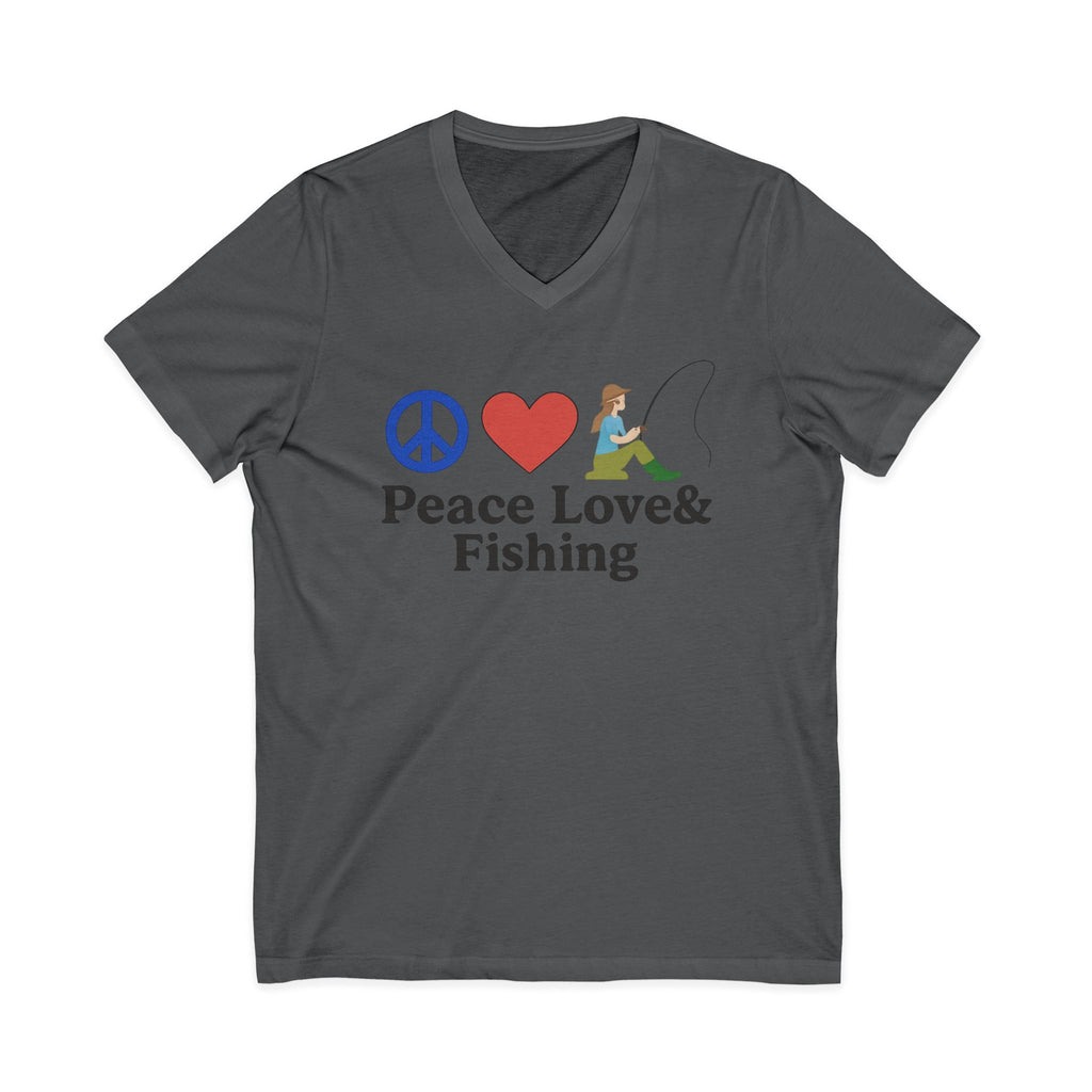 Peace Love & Fishing V-Neck Tee