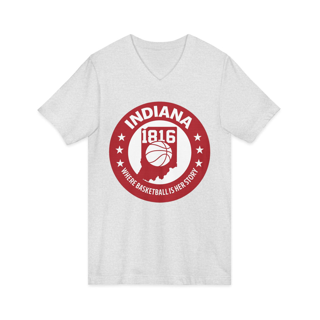 Indiana 1816 Basketball State Tee — Where Basketball Is Her Story V-Neck