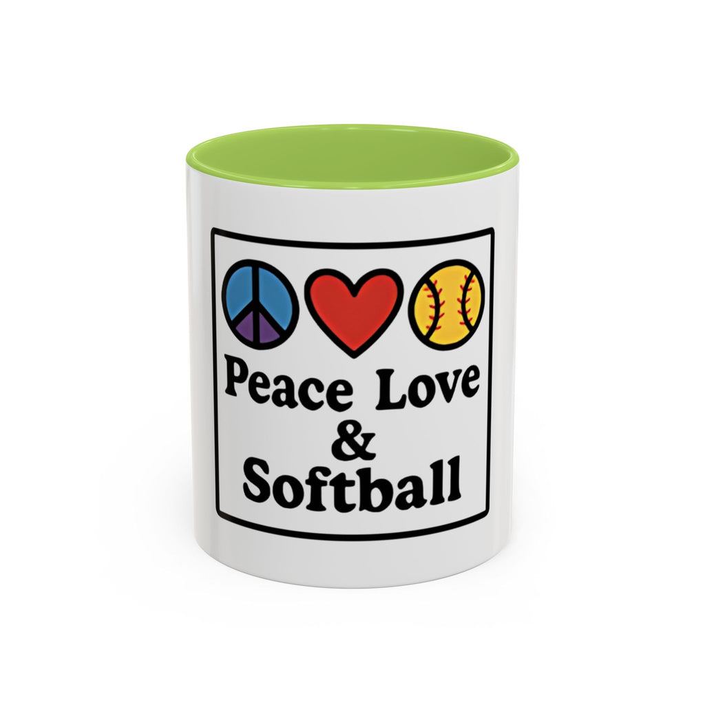 Peace Love Softball Coffee Mug, Sporty Mug for Softball Fans