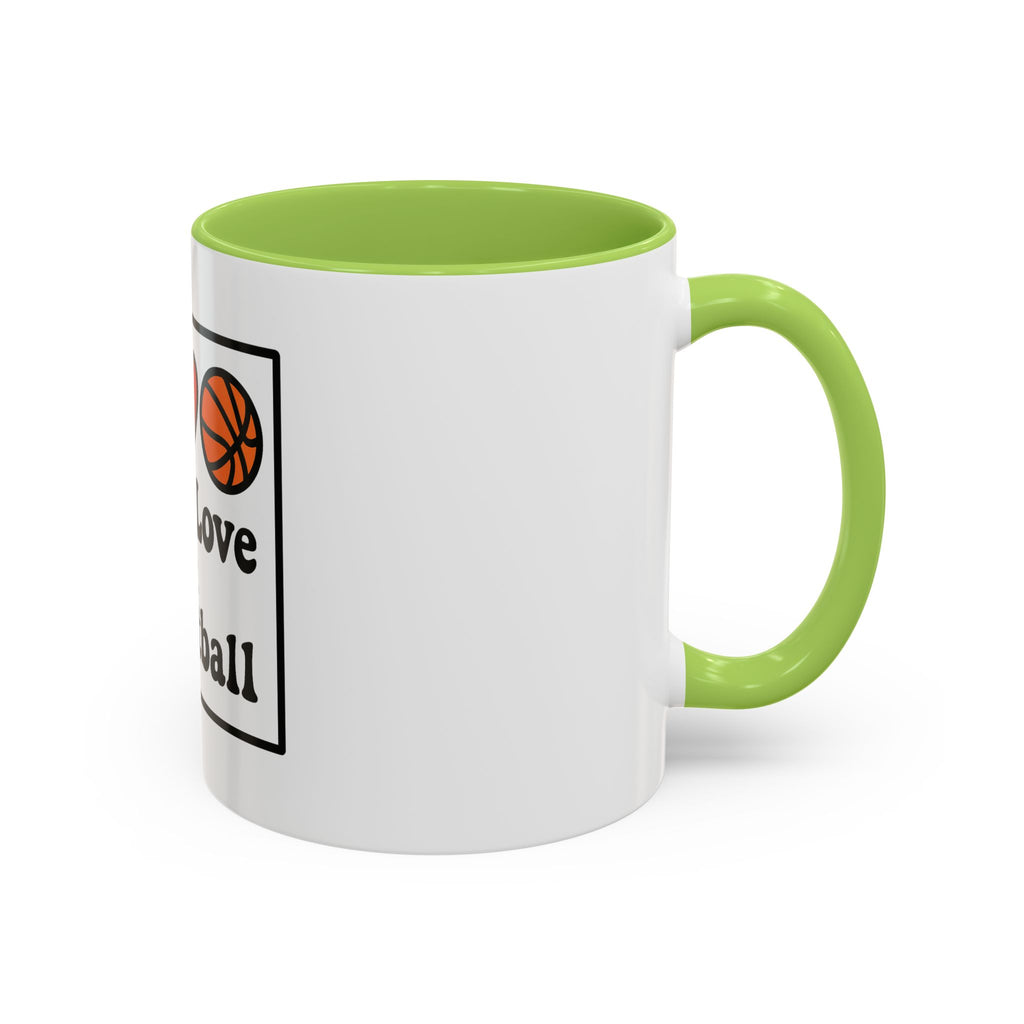 Accent Coffee Mug with Peace, Love & Basketball Design