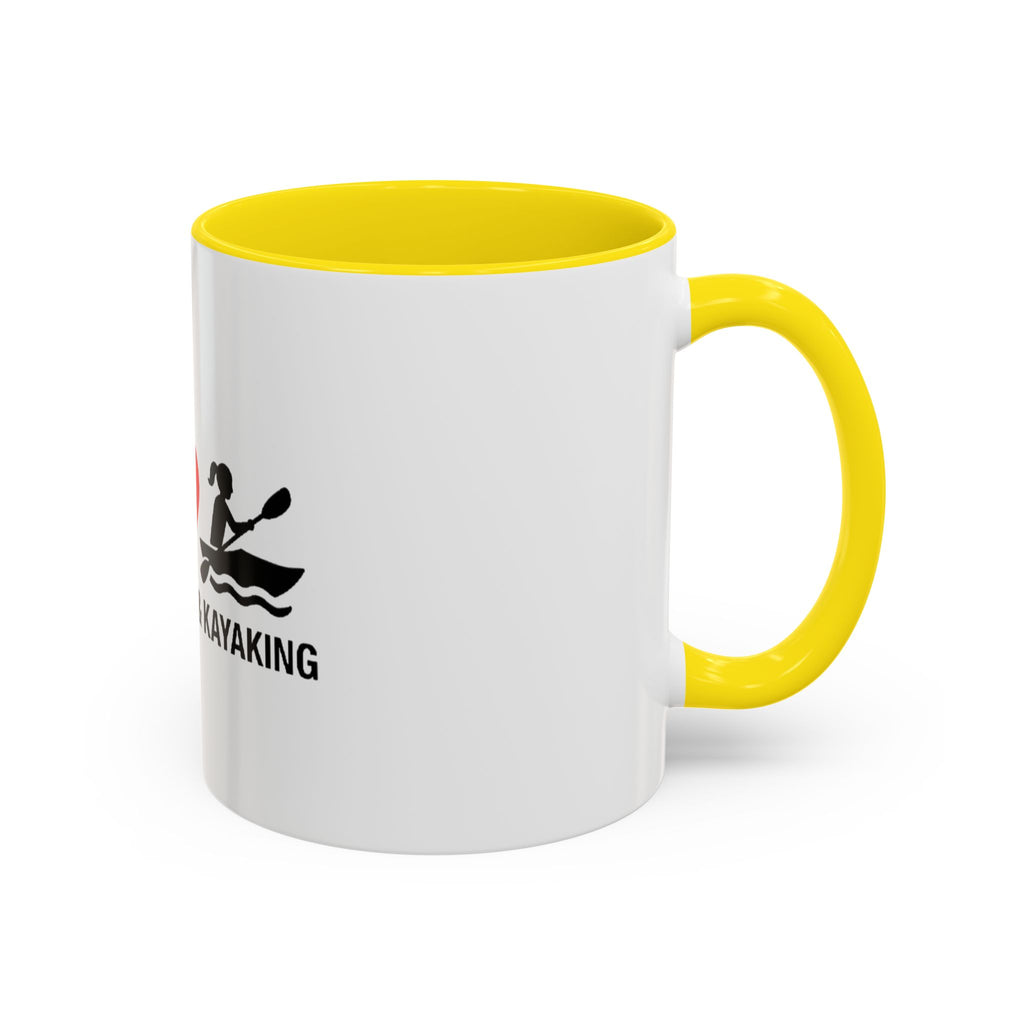 Peace Love & Kayaking Accent Coffee Mug — Kayaker Gift, 11/15oz