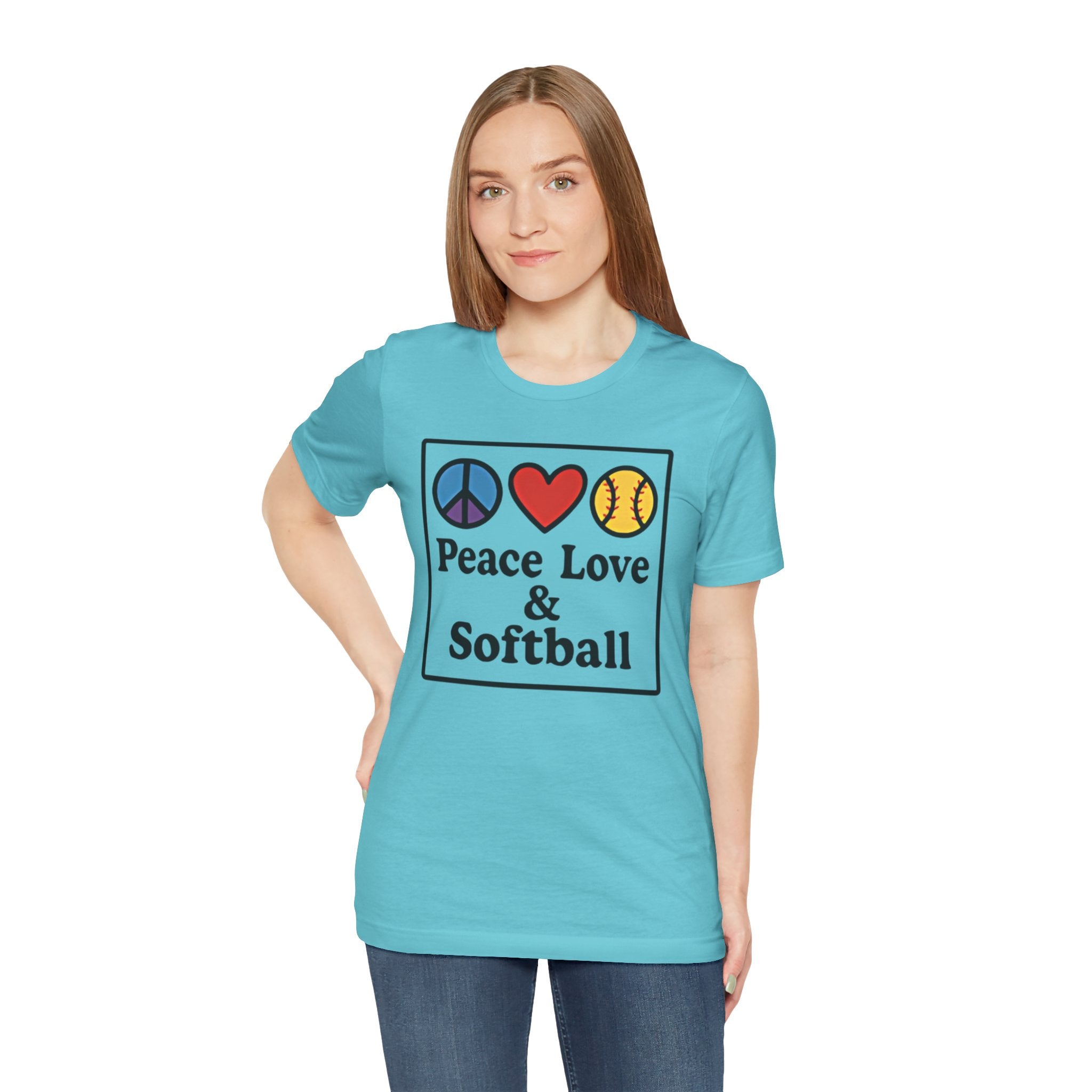 Peace Love & Softball Tee - Unisex Jersey Short Sleeve Shirt
