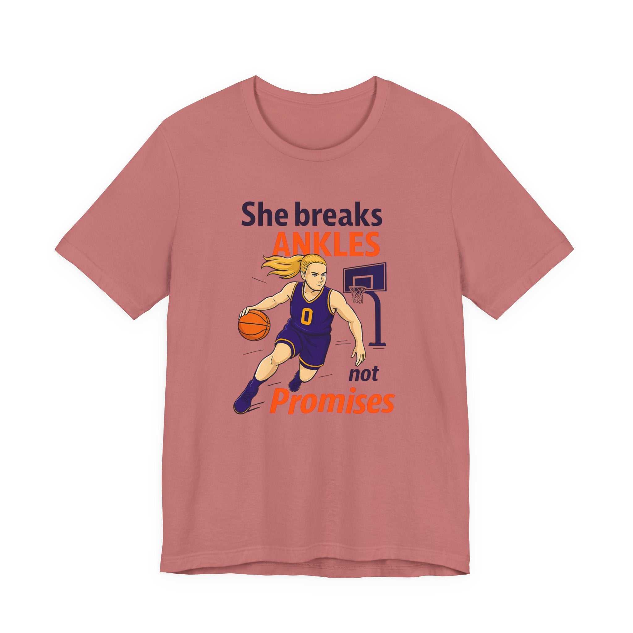 She Breaks Ankles Not Promises Basketball Tee