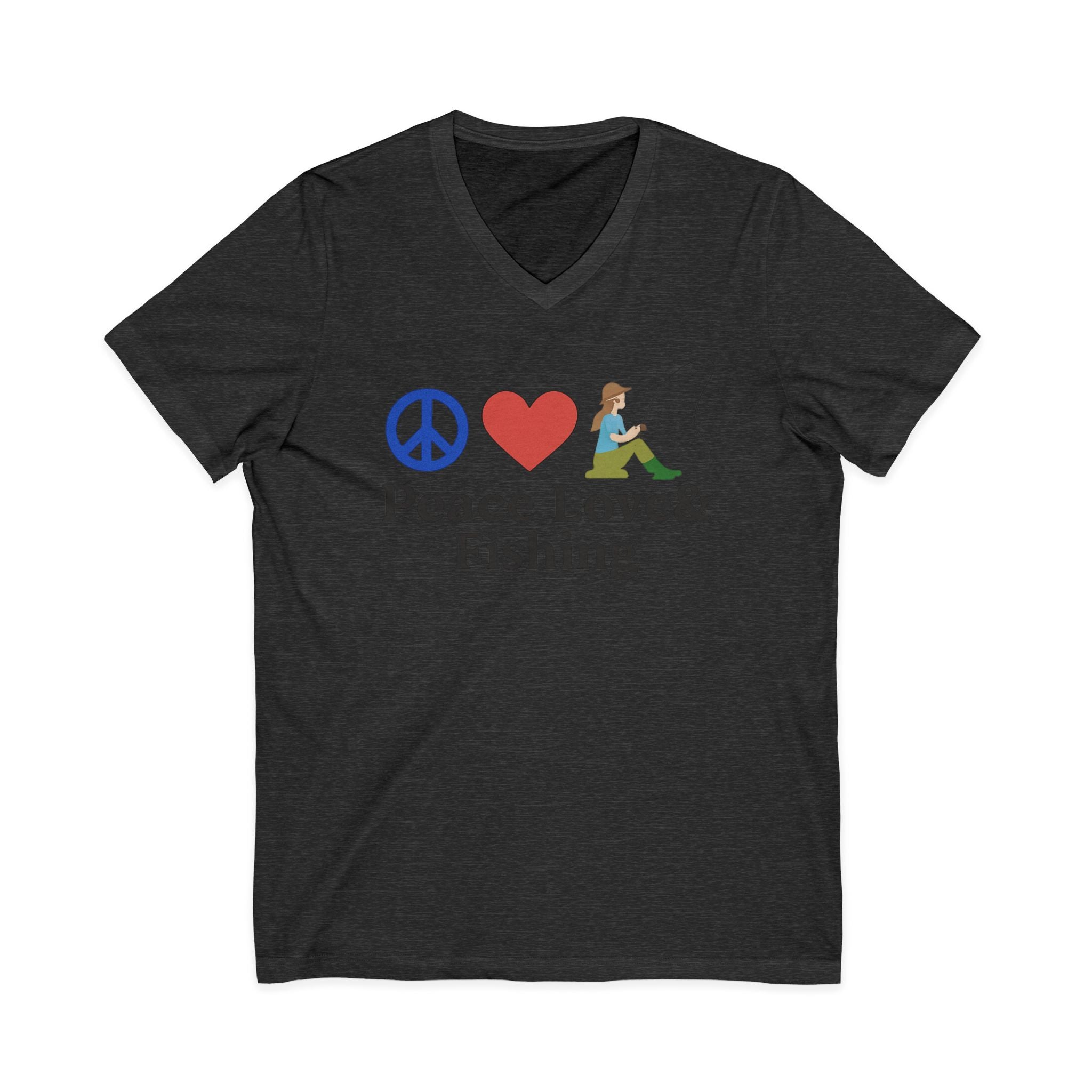 Peace, Love & Fishing V-Neck Tee