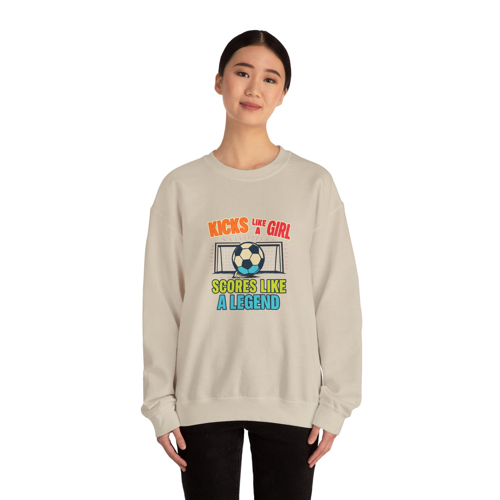 Unisex Soccer Sweatshirt, Kicks Like a Girl