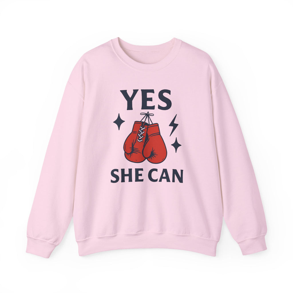 Yes, She Can Boxing Sweatshirt, Unisex Crewneck