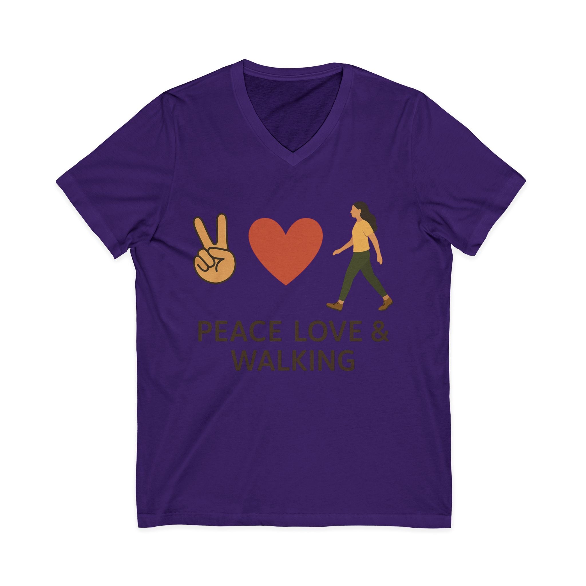 Peace, Love & Walking V-Neck Tee