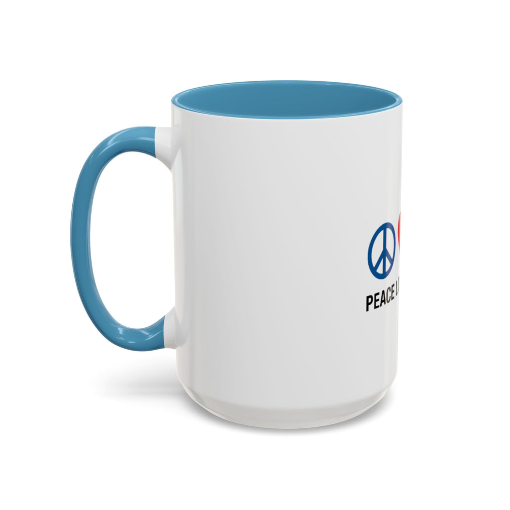 Peace Love & Kayaking Accent Coffee Mug — Kayaker Gift, 11/15oz