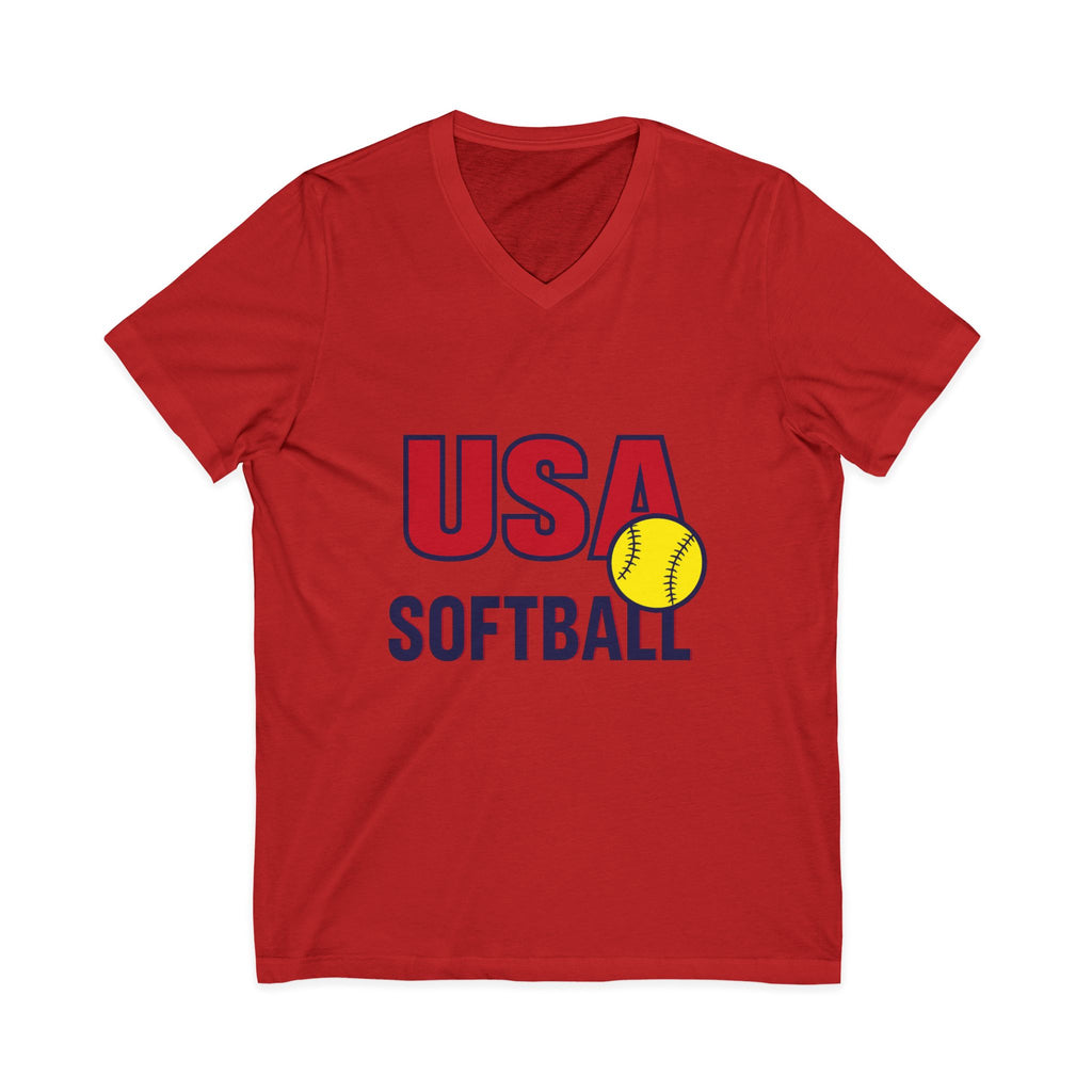 USA Softball V-Neck Tee for Sports Fans