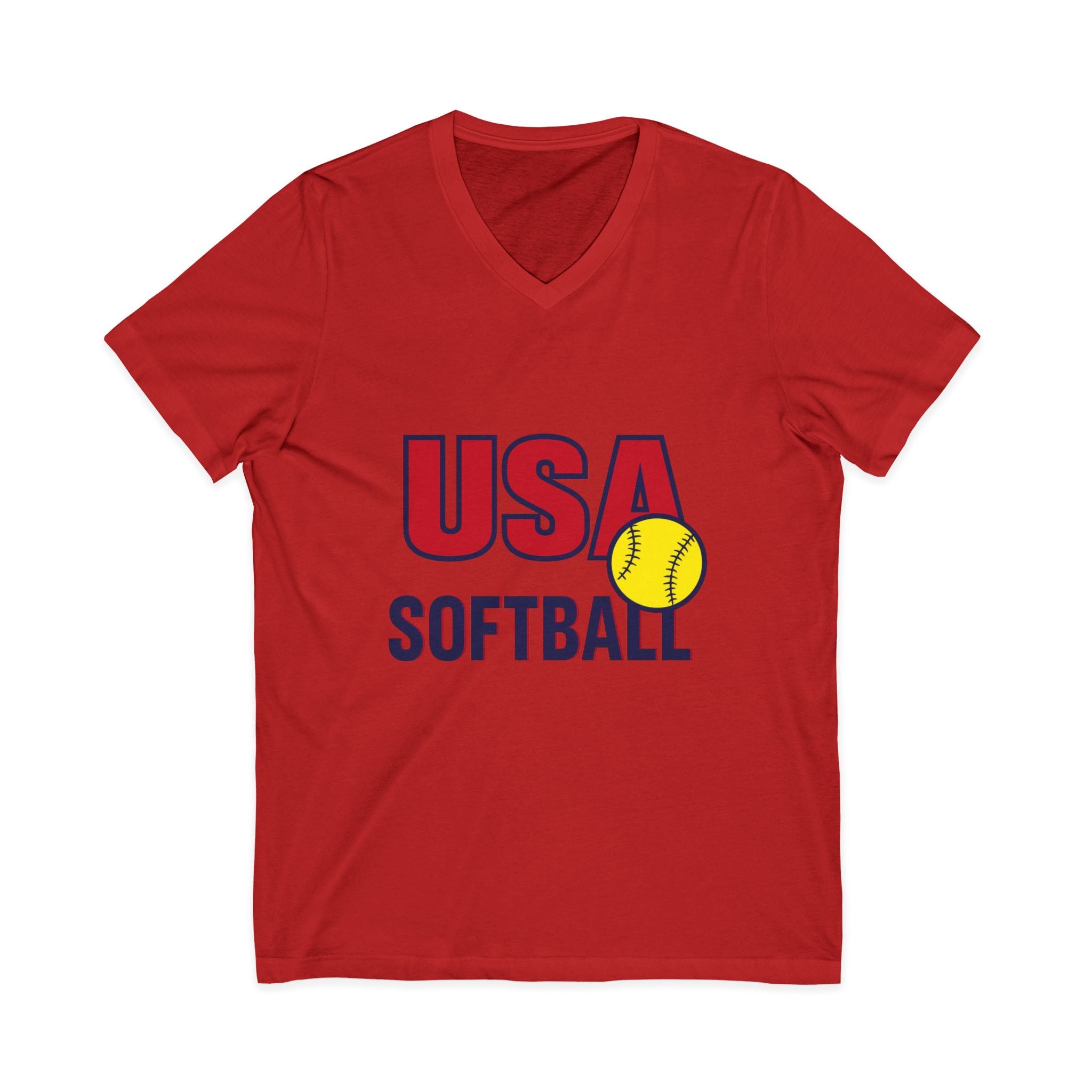USA Softball V-Neck Tee for Sports Fans