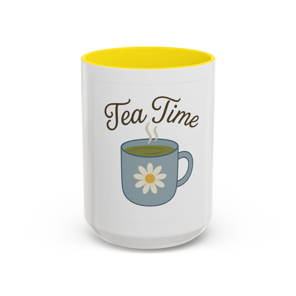 Tea Time Accent Mug – Floral Daisy Tea Cup (11oz & 15oz)