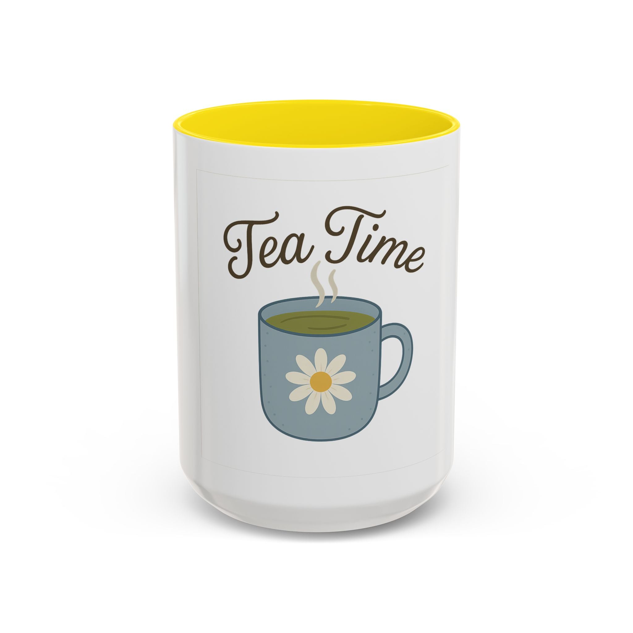 Tea Time Accent Mug – Floral Daisy Tea Cup (11oz & 15oz)
