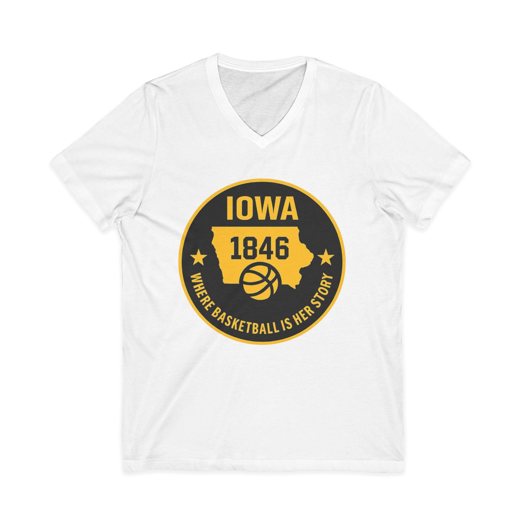 Iowa 1846 Basketball State Emblem V‑Neck Tee