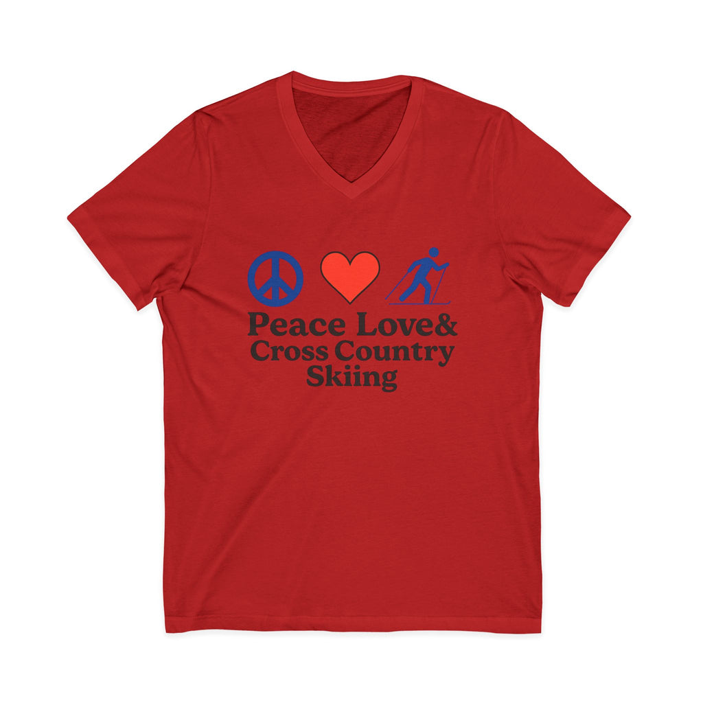 Peace Love & Cross Country Skiing V-Neck Tee