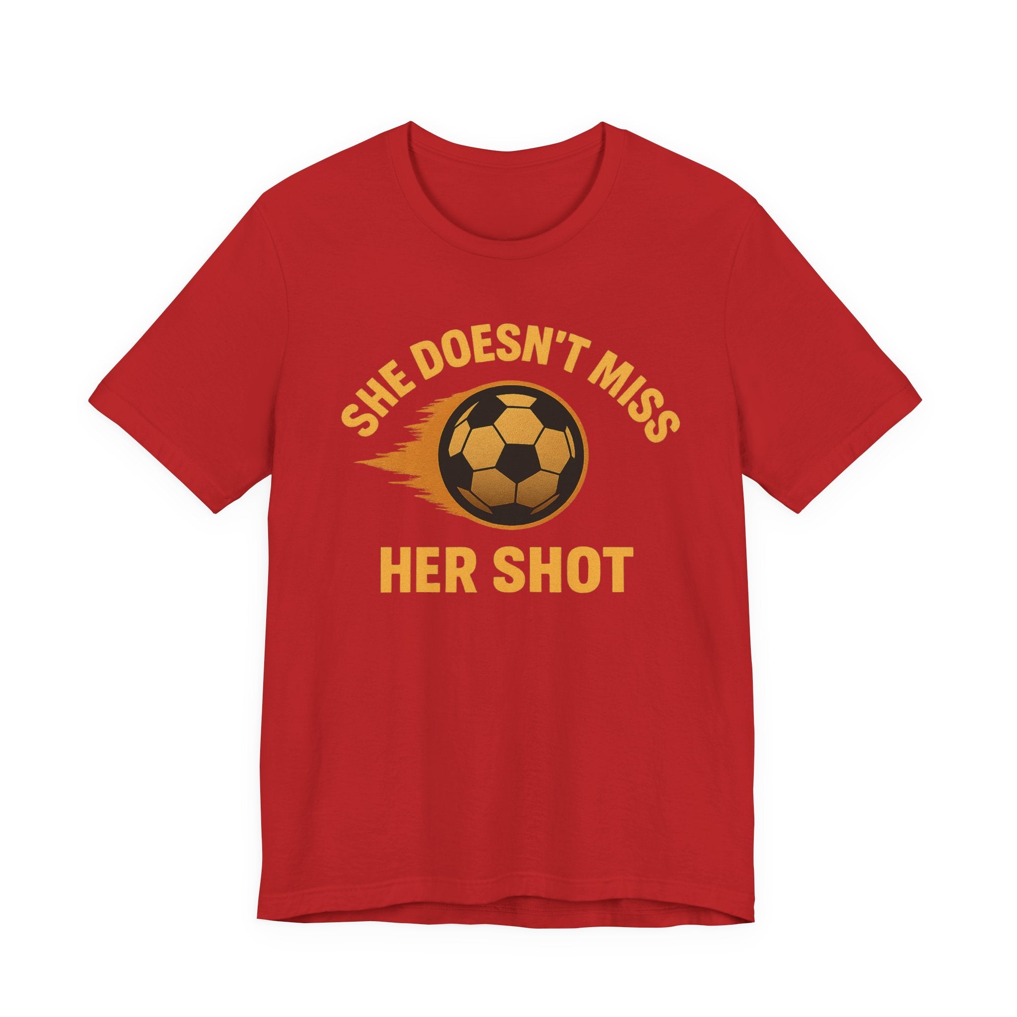Soccer Motivational Tee - She Doesn't Miss Her Shot